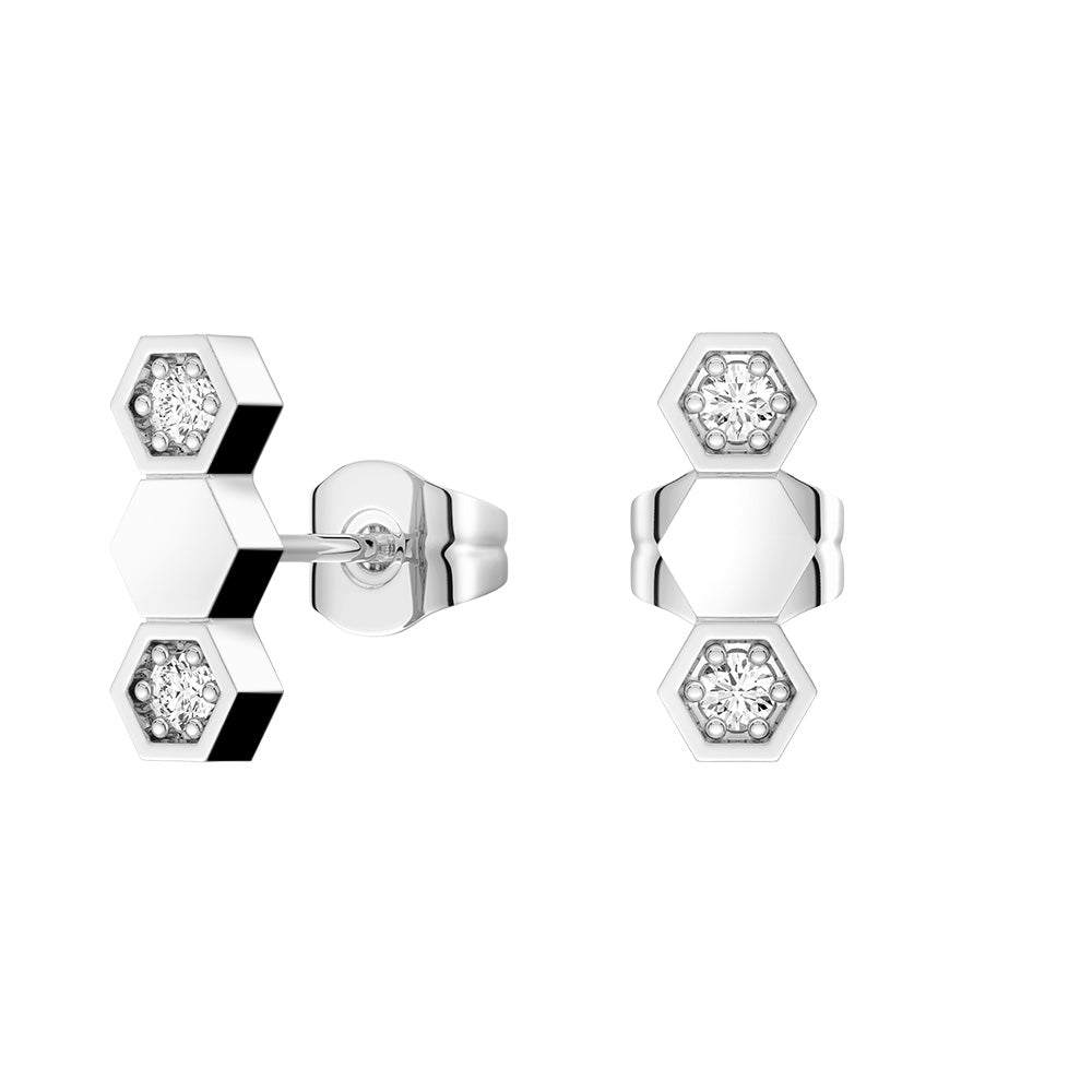 Lab Grown Diamond Honeycomb Hexagon Stud Earrings - Elegant Geometric Jewelry for Women | Perfect for Weddings, Parties & Everyday Wear