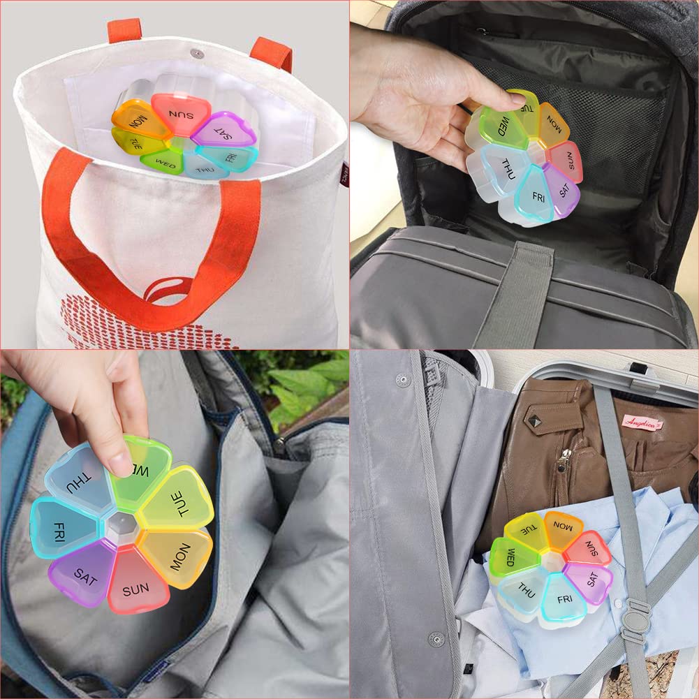 7-Day Weekly Pill Organizer - Colorful Travel Medicine Case with Daily Compartments | Perfect for Vitamins, Supplements & Medication Management at Home or On-The-Go