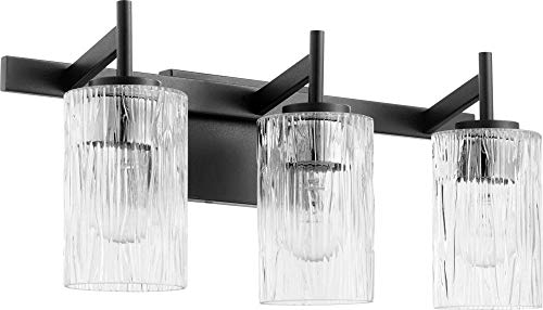 Quorum 520-3-69 Black Modern 3-Light Bathroom Vanity Light Fixture - Perfect for Contemporary Home Decor & Spa-Like Bathroom Ambiance