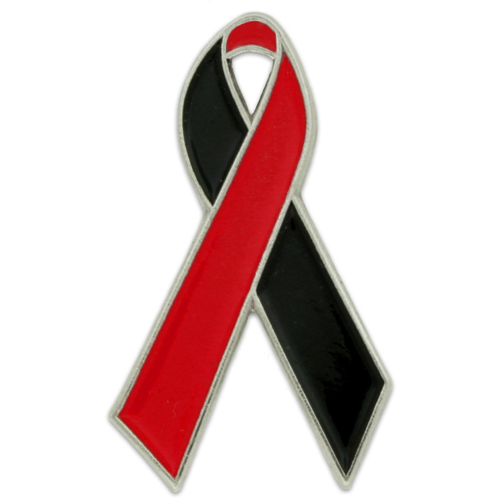 Red and Black Awareness Ribbon Enamel Lapel Pin - Support Cause, Show Solidarity - Perfect for Charity Events, Fundraisers, Memorials & Everyday Wear