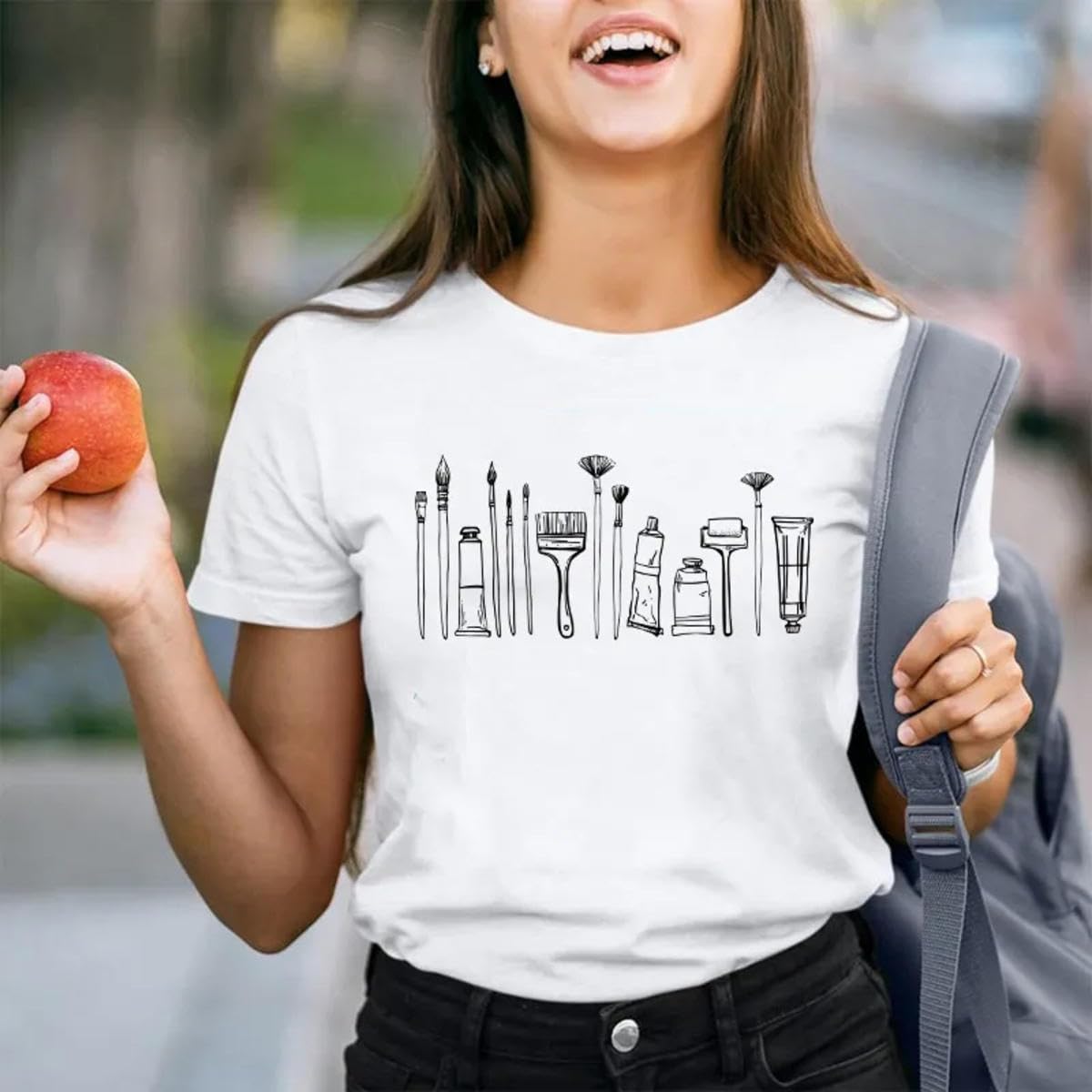 Vintage Art Teacher T-Shirt - Sketch & Paint Brushes Design - Perfect for Artists, Educators & Art Lovers