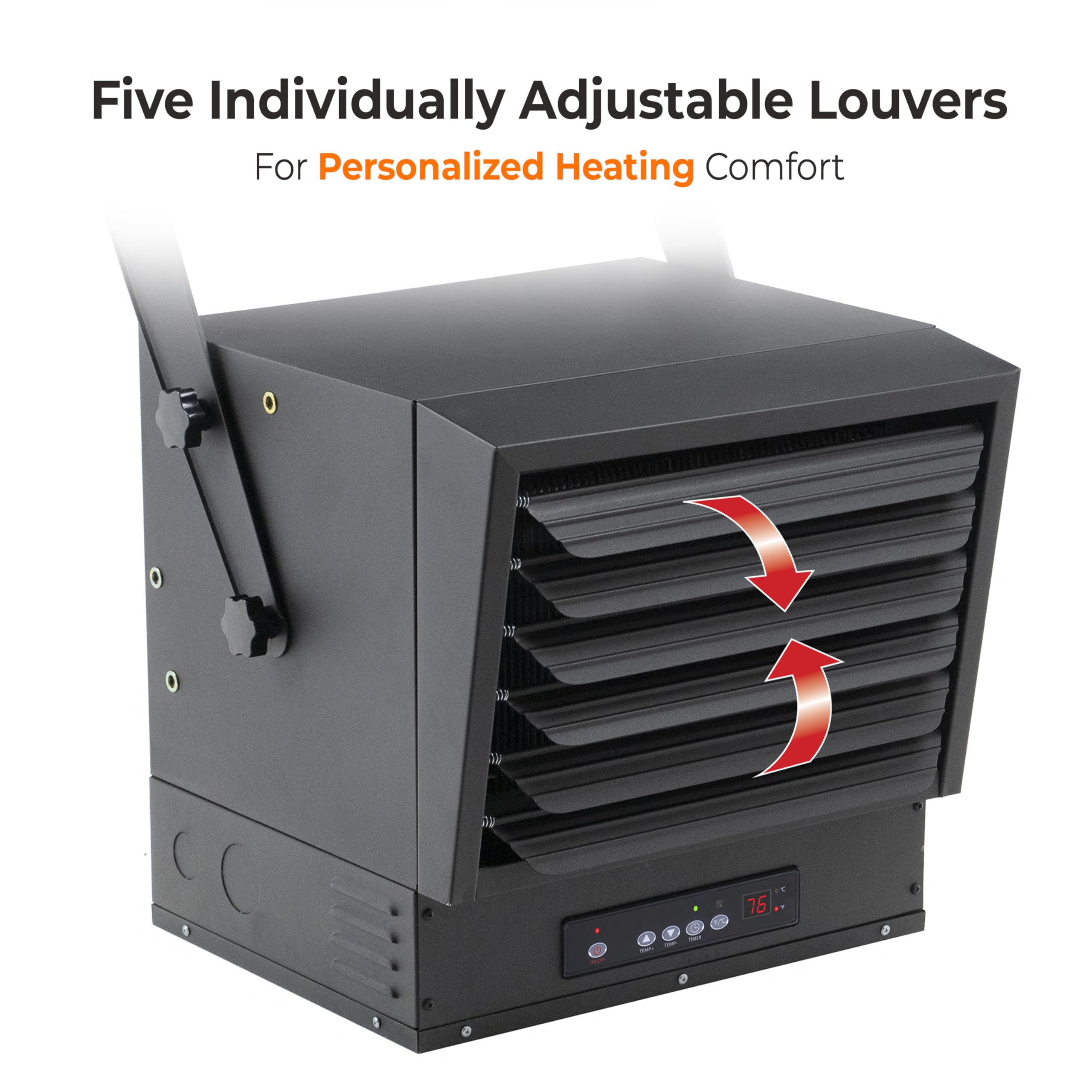 10,000-Watt Electric Garage Heater with Remote Control & Digital Display - Ceiling Mounted Shop Heater with 12H Timer & Overheat Protection (240V, Black) - Perfect for Indoor Workshops, Garages & Basements