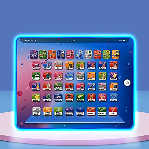 Interactive Kids Learning Tablet with LED Light - Educational Toy for Alphabet, Numbers & Math | Early Development Electronic Pad for Boys & Girls | Perfect Christmas Gift for Toddlers | Home & Travel Learning Activities