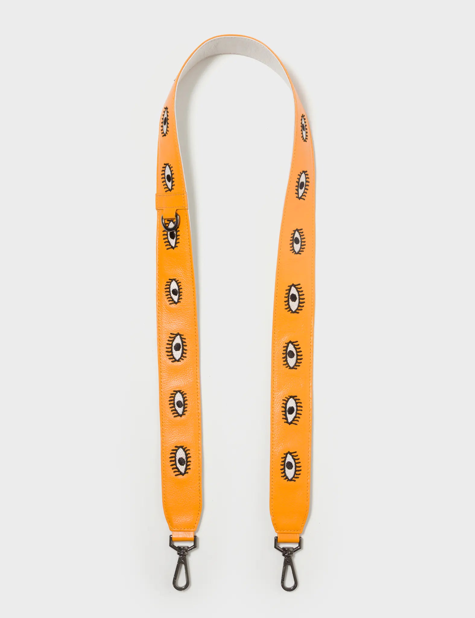 Detachable Marigold Leather Shoulder Strap with All Over Eyes Embroidery - Perfect for Handbags, Totes & Crossbody Bags | Boho Chic Accessory for Women
