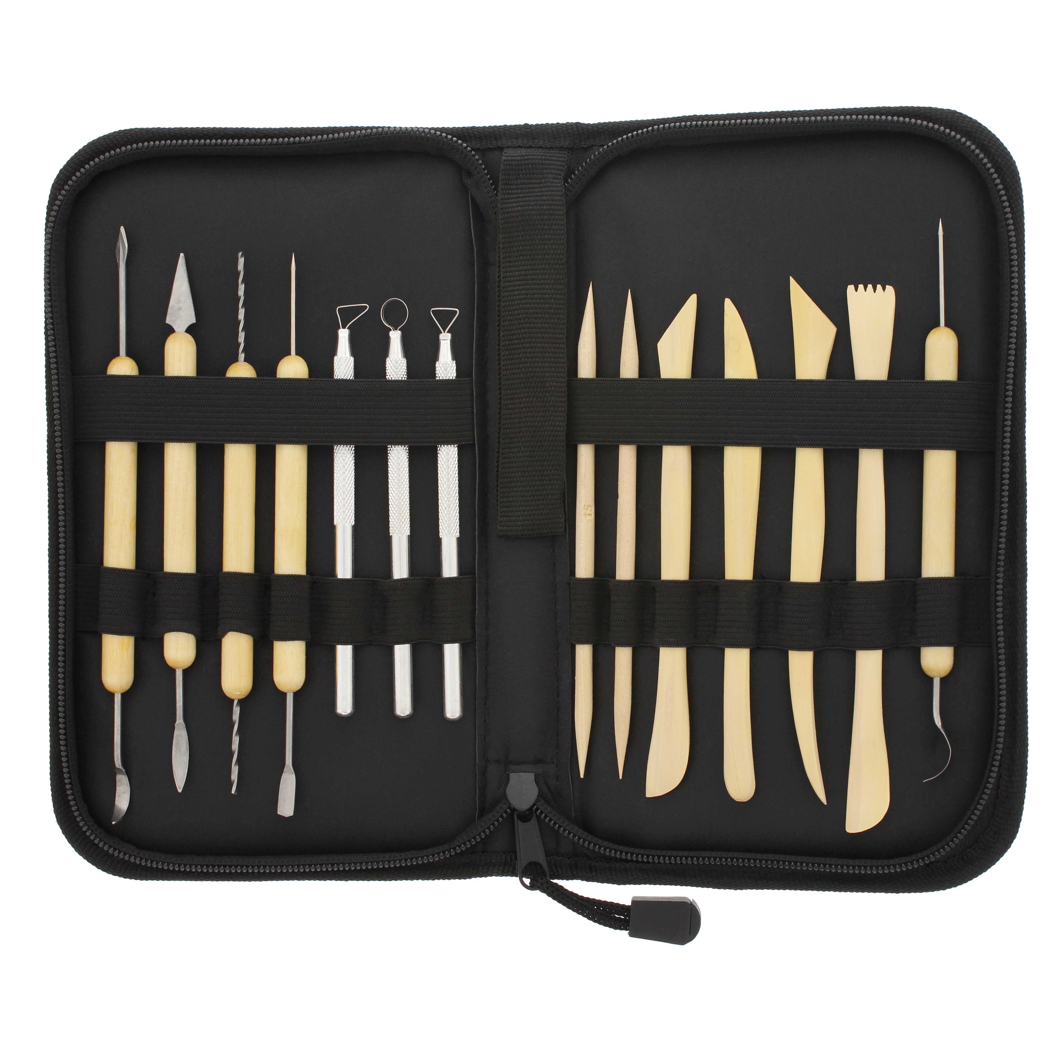 14-Piece Pottery & Clay Tools Set with Canvas Case - Essential Sculpting & Ceramics Kit for Artists, Hobbyists & Students - Perfect for Pottery Making, Clay Modeling & Easy Storage