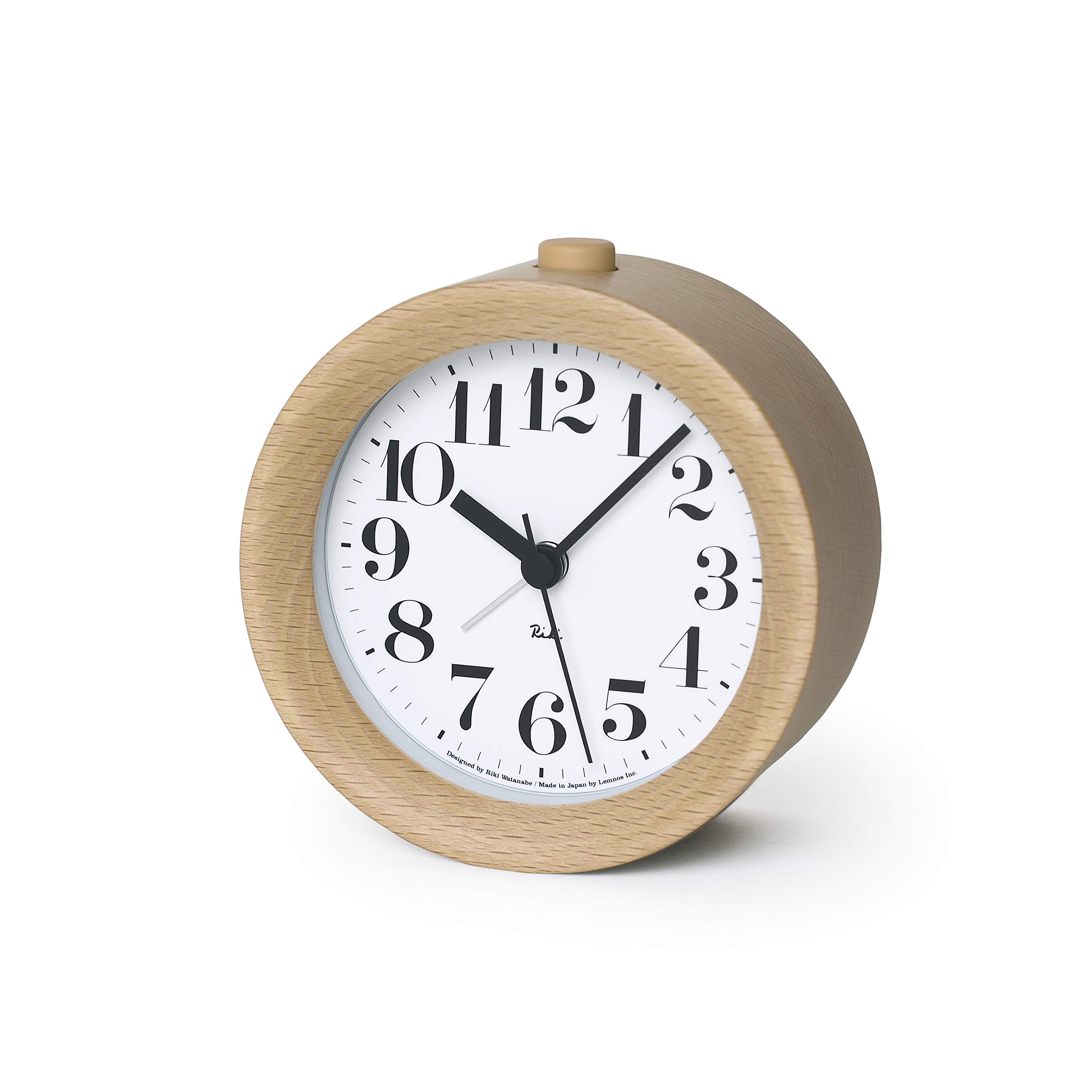 Lemnos Riki Alarm Clock - Natural Wood WR09-15NT | Vintage Style Bedroom Clock for Home, Office & Gift