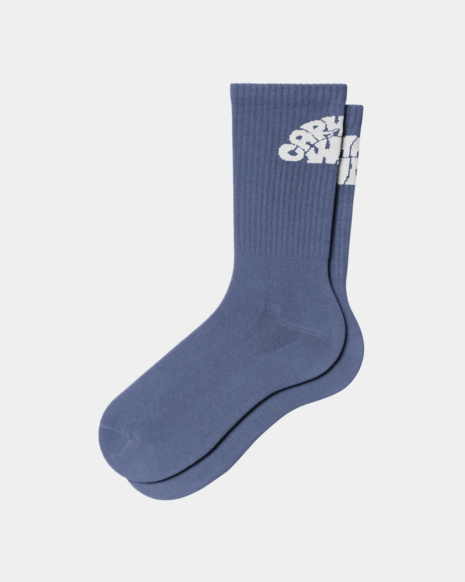 Women's Jazzy Socks - Blue Iris & White Striped Cotton Crew Socks for Casual Wear, Gifts & Everyday Comfort