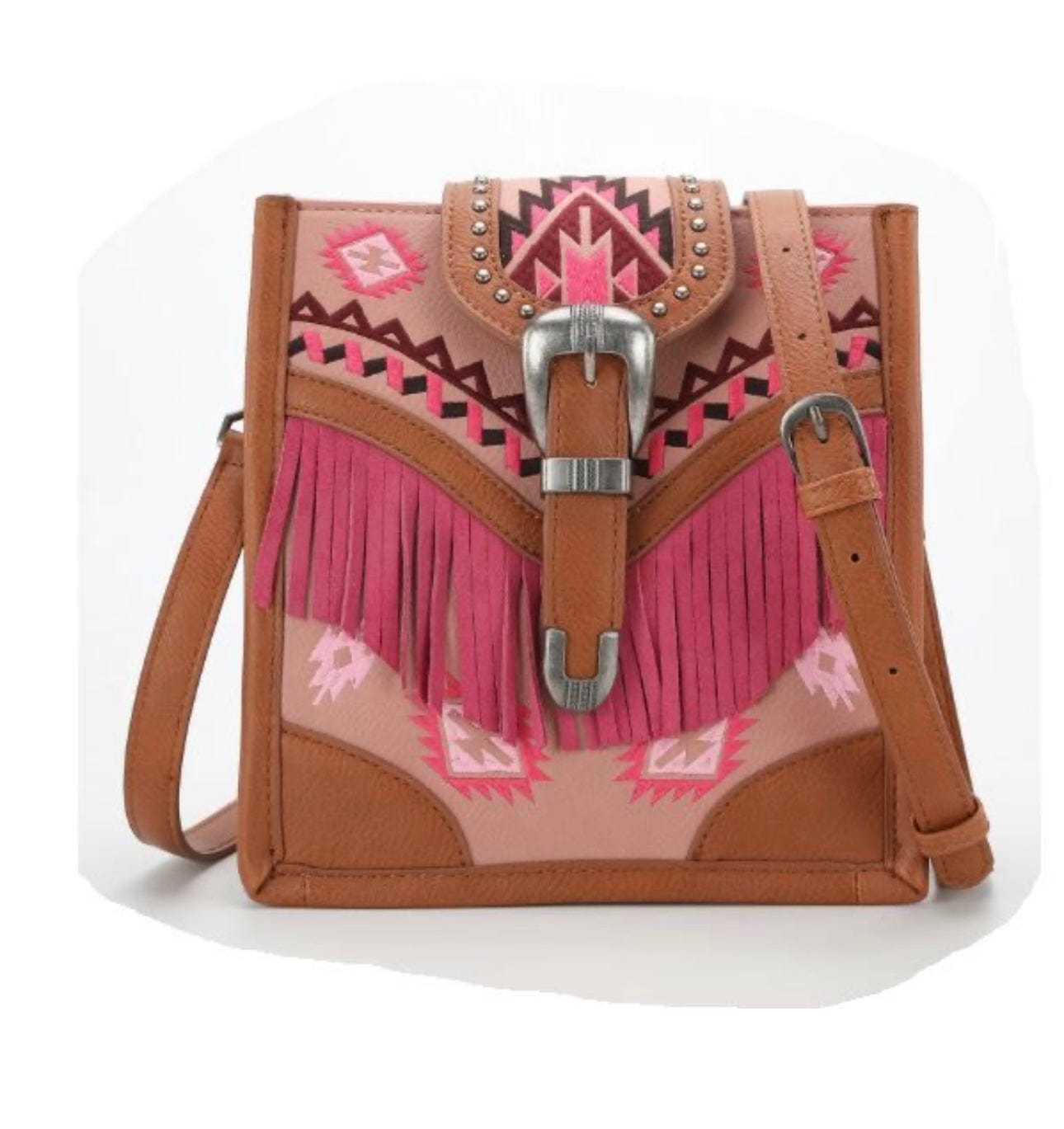 Montana West Women's Pink Leather Crossbody Bag with Buckle Detail - Stylish and Functional Purse for Everyday Use, Work, and Travel