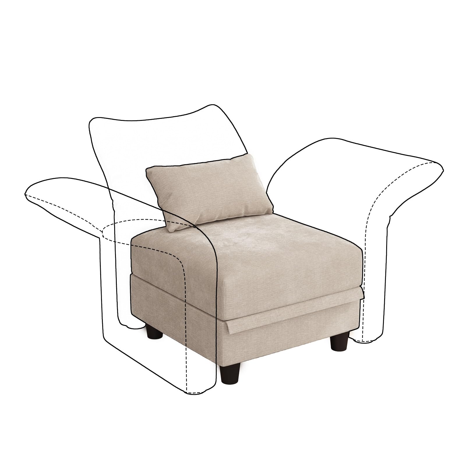 Modular Chenille Ottoman with Storage - 25.6