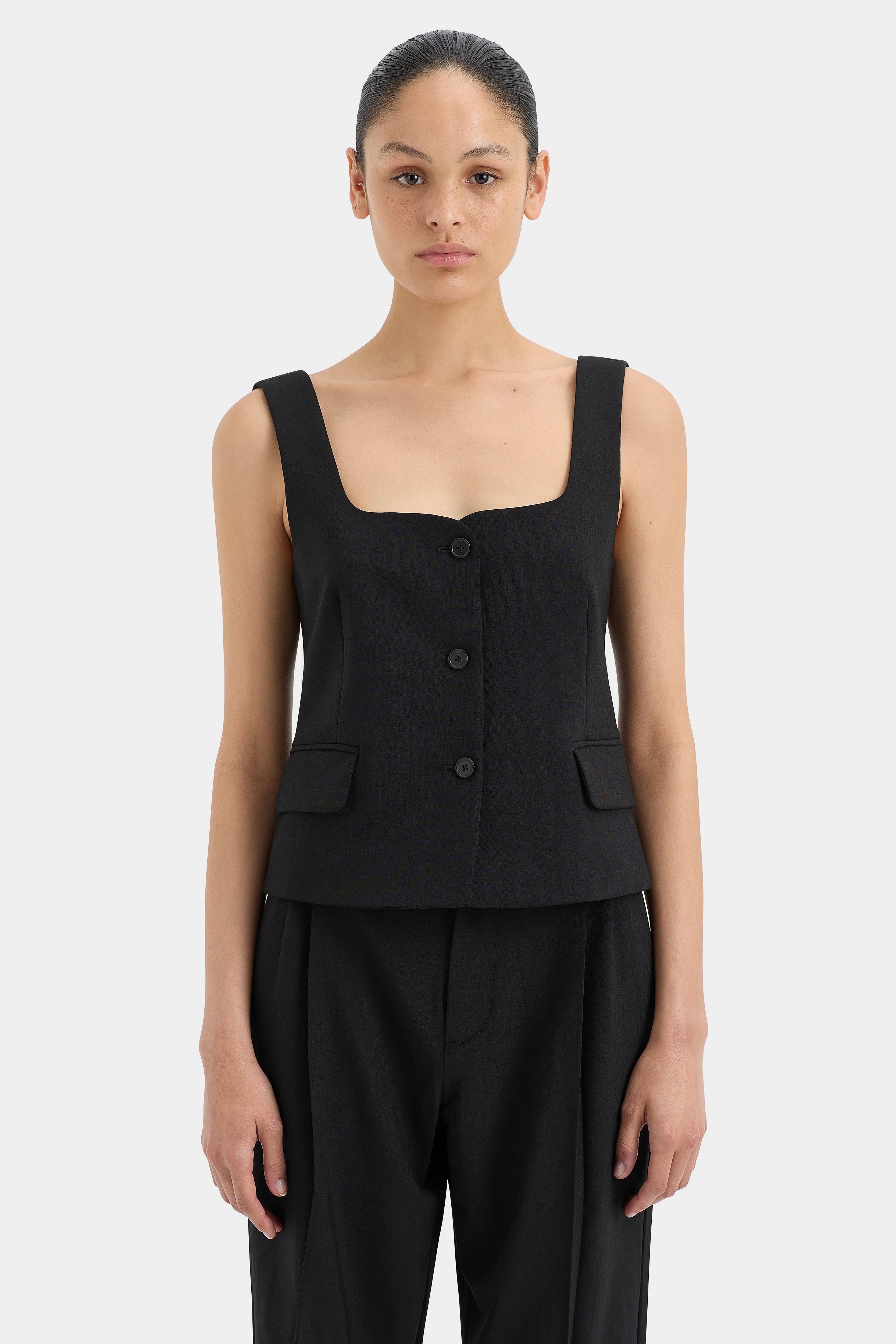 Leni Women's Button Down Bodice Top - Elegant Blouse for Office, Date Night & Casual Wear