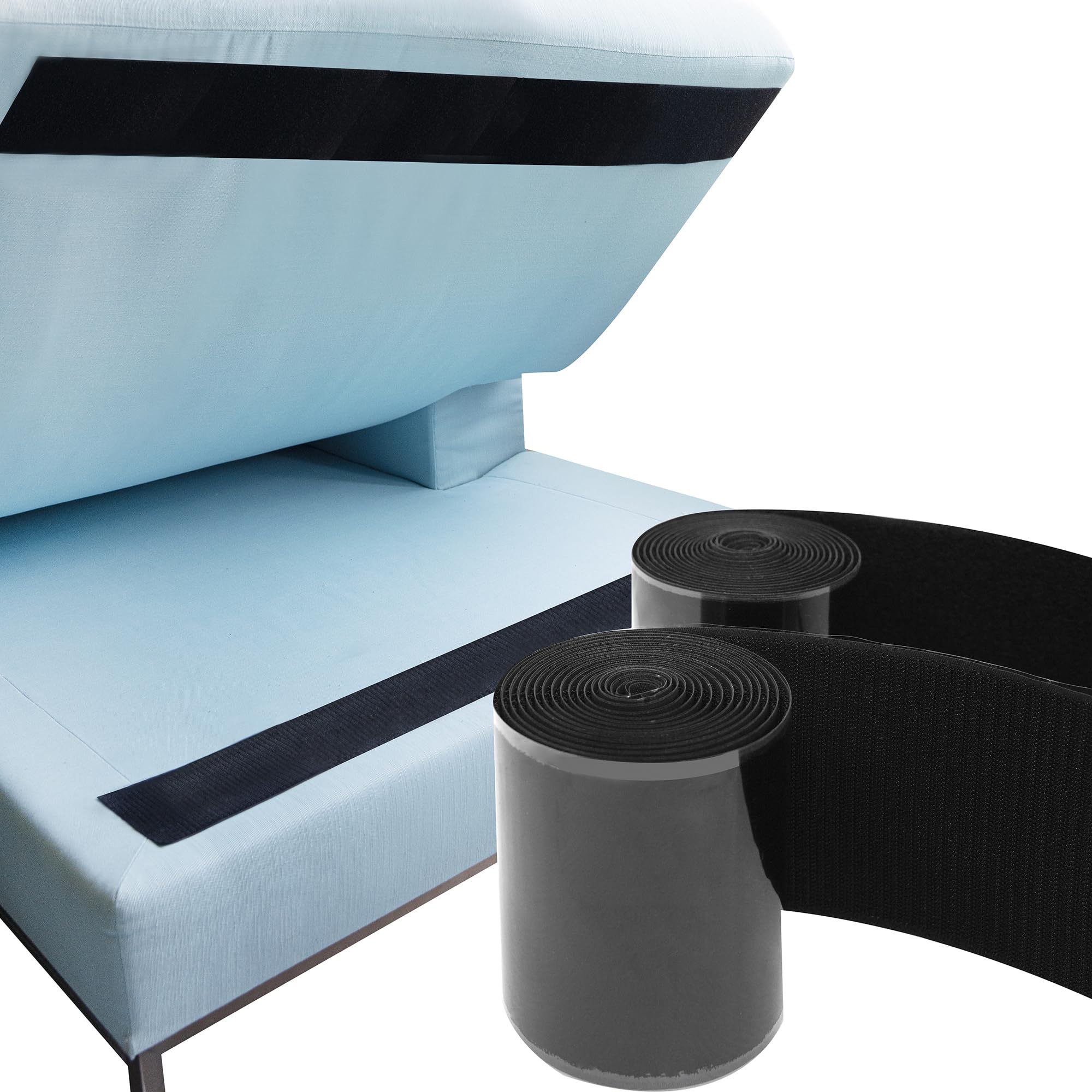 ECOHomes Heavy Duty 4 Inch x 6.5 FT Non-Slip Adhesive Hook and Loop Tape Roll - Black Sofa Cushion Gripper to Prevent Sliding for Couches, Outdoor Furniture, and Home Decor | Perfect for Securing Loose Cushions on Sectionals, Recliners, and Patio Chairs