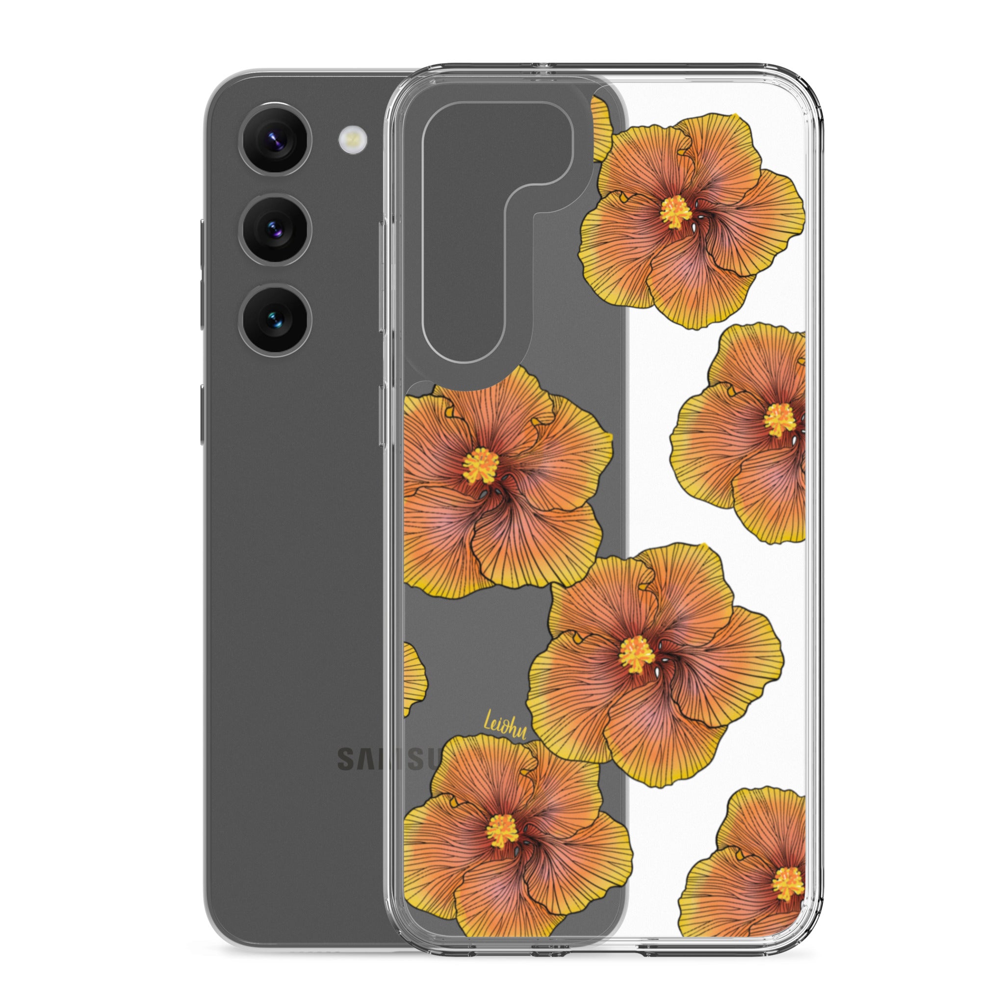 Sunrise Hibiscus Clear Phone Case for Samsung Galaxy - Slim Protective Cover for Everyday Use & Style