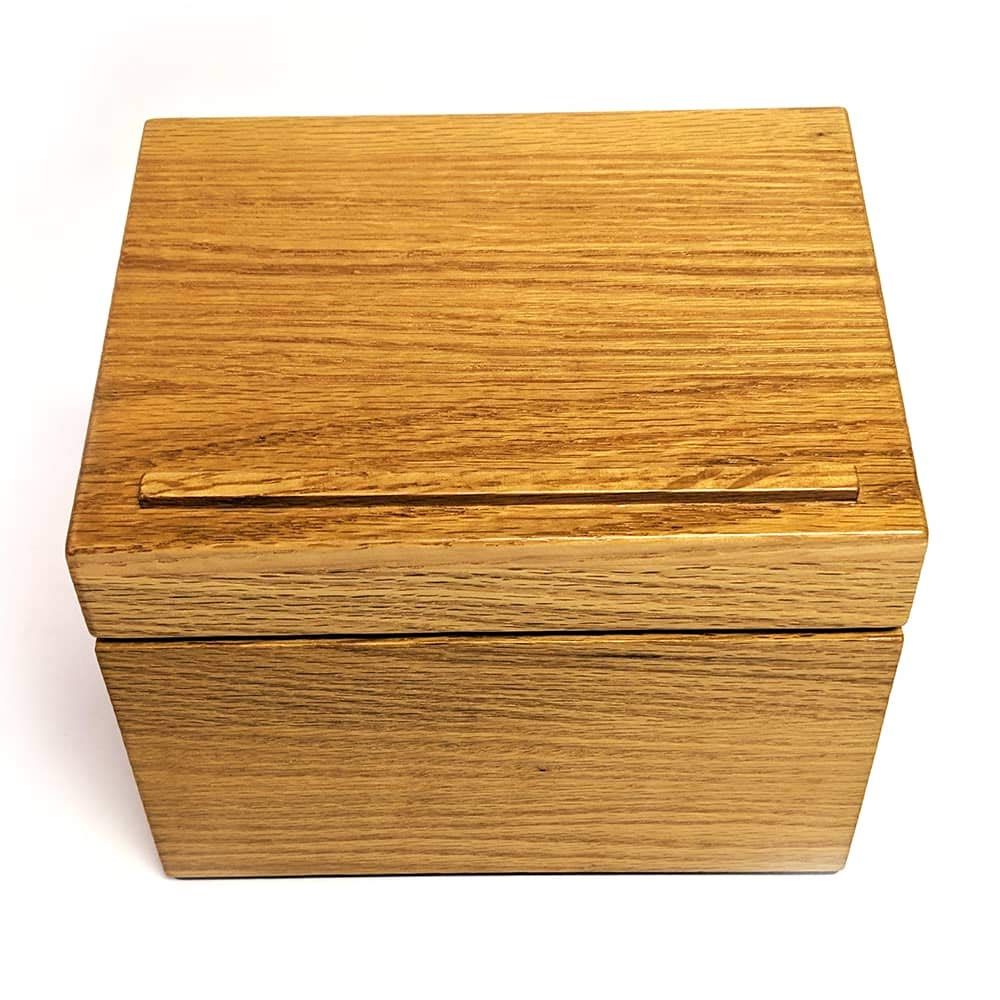Lehman's Handcrafted Oak Wood Recipe Box - Holds 300 3x5 Recipe Cards | Perfect for Kitchen Organization & Recipe Storage