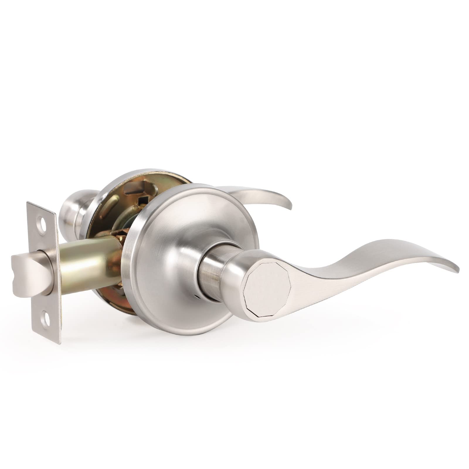 Satin Nickel Wave Style Closet & Passage Door Handle Set - Durable Interior Door Levers for Hall, Bedroom & Bathroom - Keyless Entry Door Hardware for Smooth Operation & Modern Home Decor