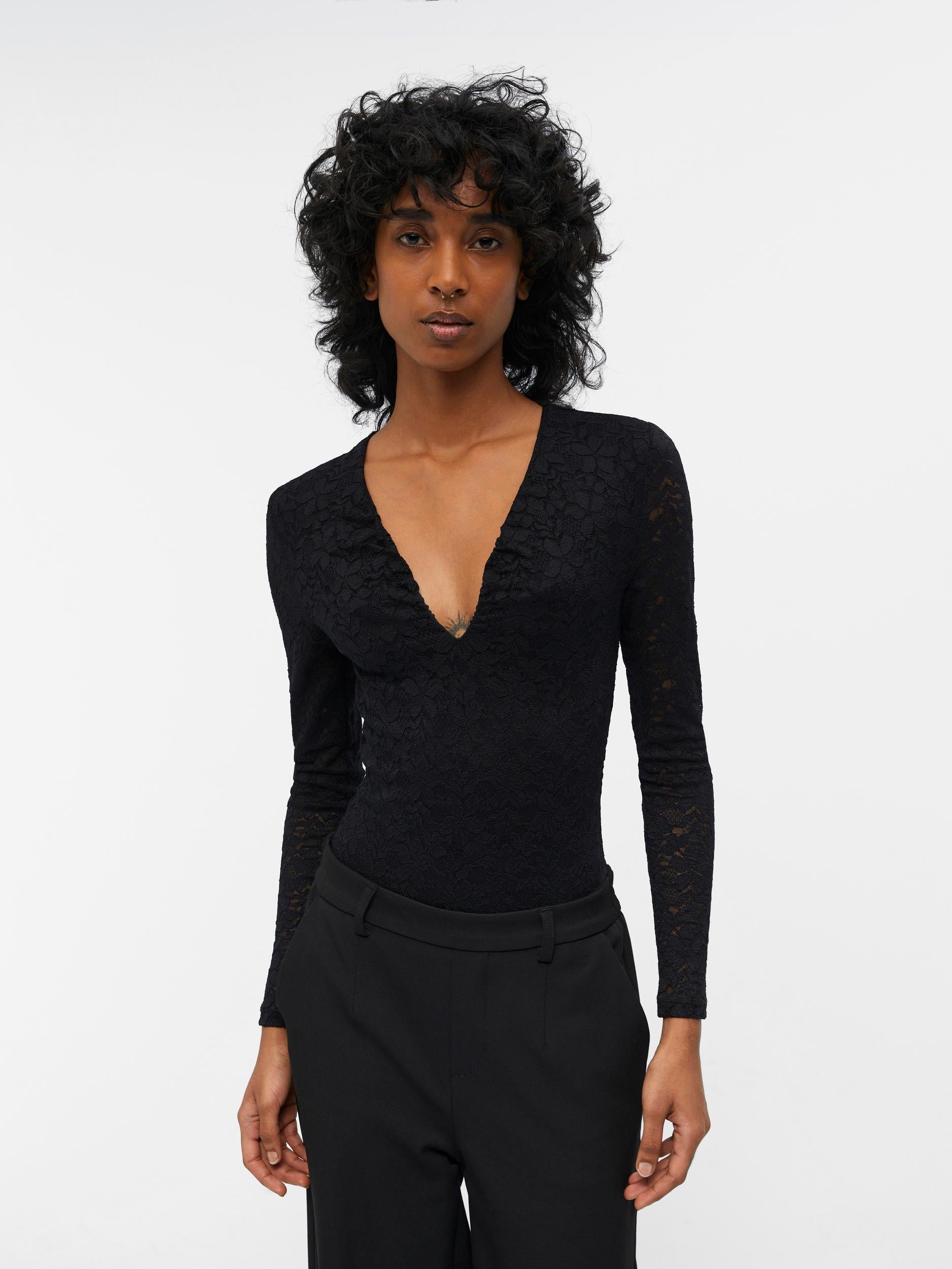 DANNI Women's Bodysuit - Black Seamless Stretchable T-Shirt for Casual Wear, Layering & Everyday Outfits