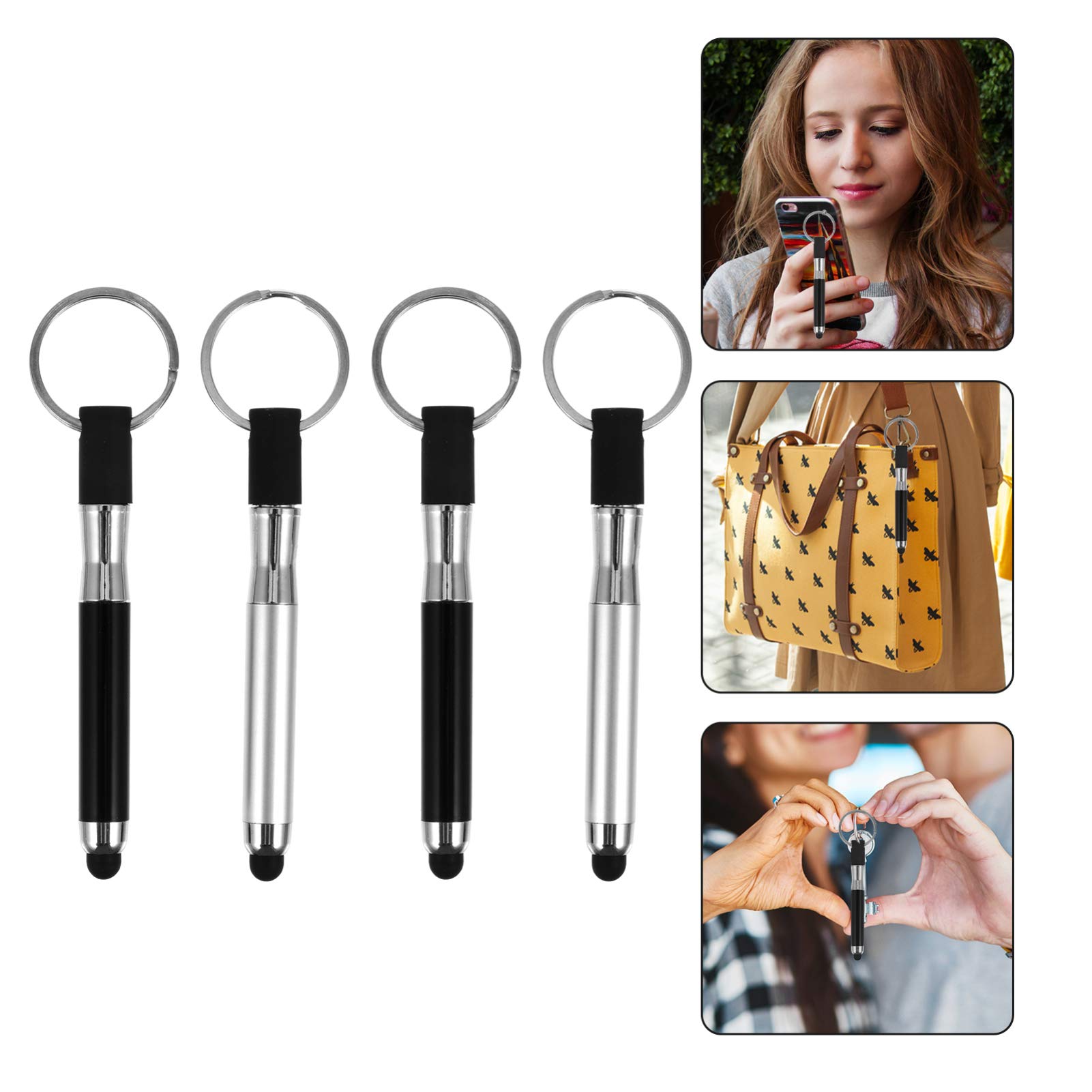 4-Pack Touch Screen Stylus Pen - Ballpoint & Capacitive Stylus for Tablets, Smartphones - Includes Keychain for Easy Portability - Perfect for Drawing, Note-Taking & Digital Signatures