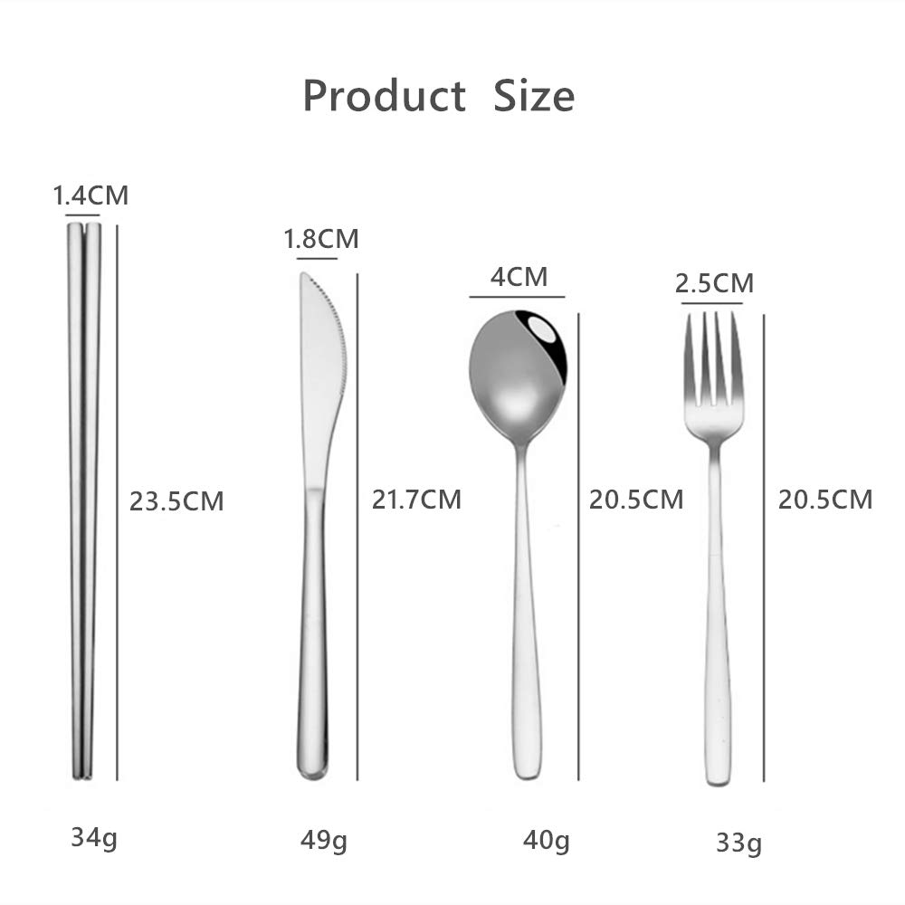 Sevend Reusable Stainless Steel Flatware Set - 8-Piece Portable Utensils for Office Lunch & Camping (Knife, Fork, Spoon, Straw) | Eco-Friendly Travel Cutlery for Picnics, Hiking & Daily Commute