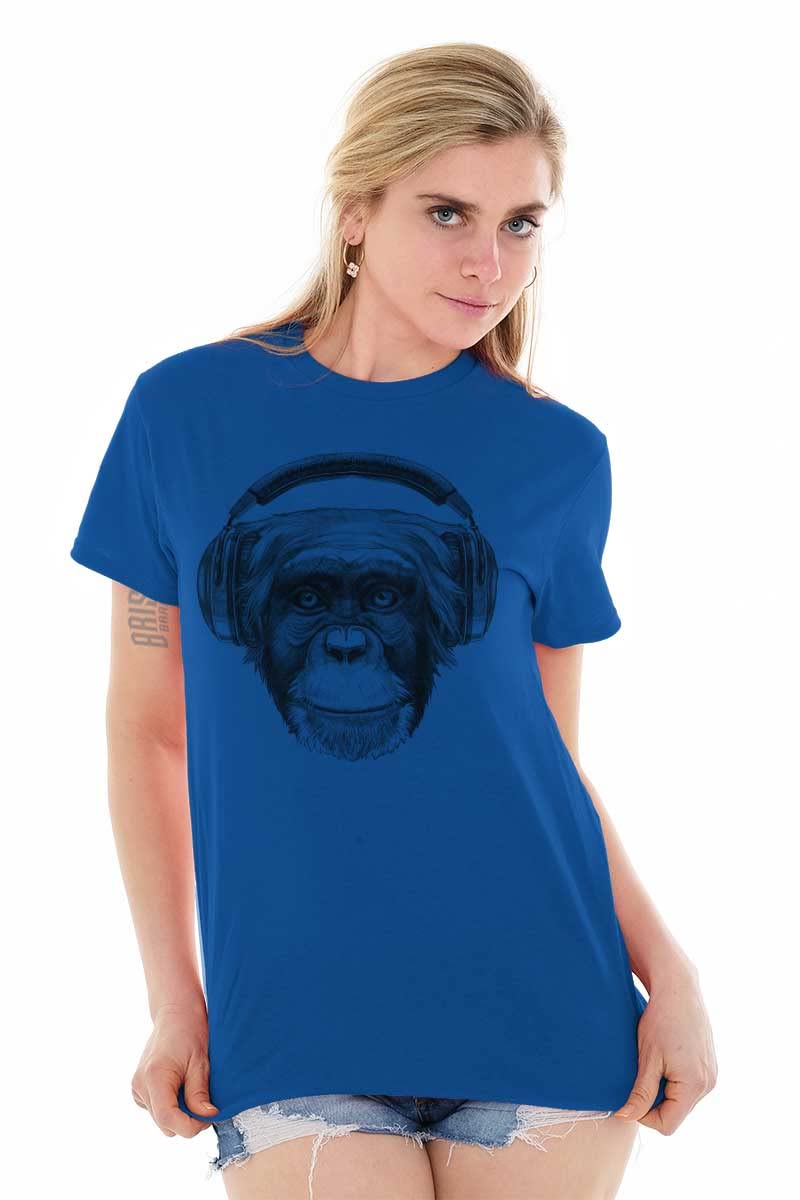 Smile Monkey Headphones Hipster Graphic T-Shirt for Men & Women - Funny Casual Tee for Music Lovers & Streetwear Fashion
