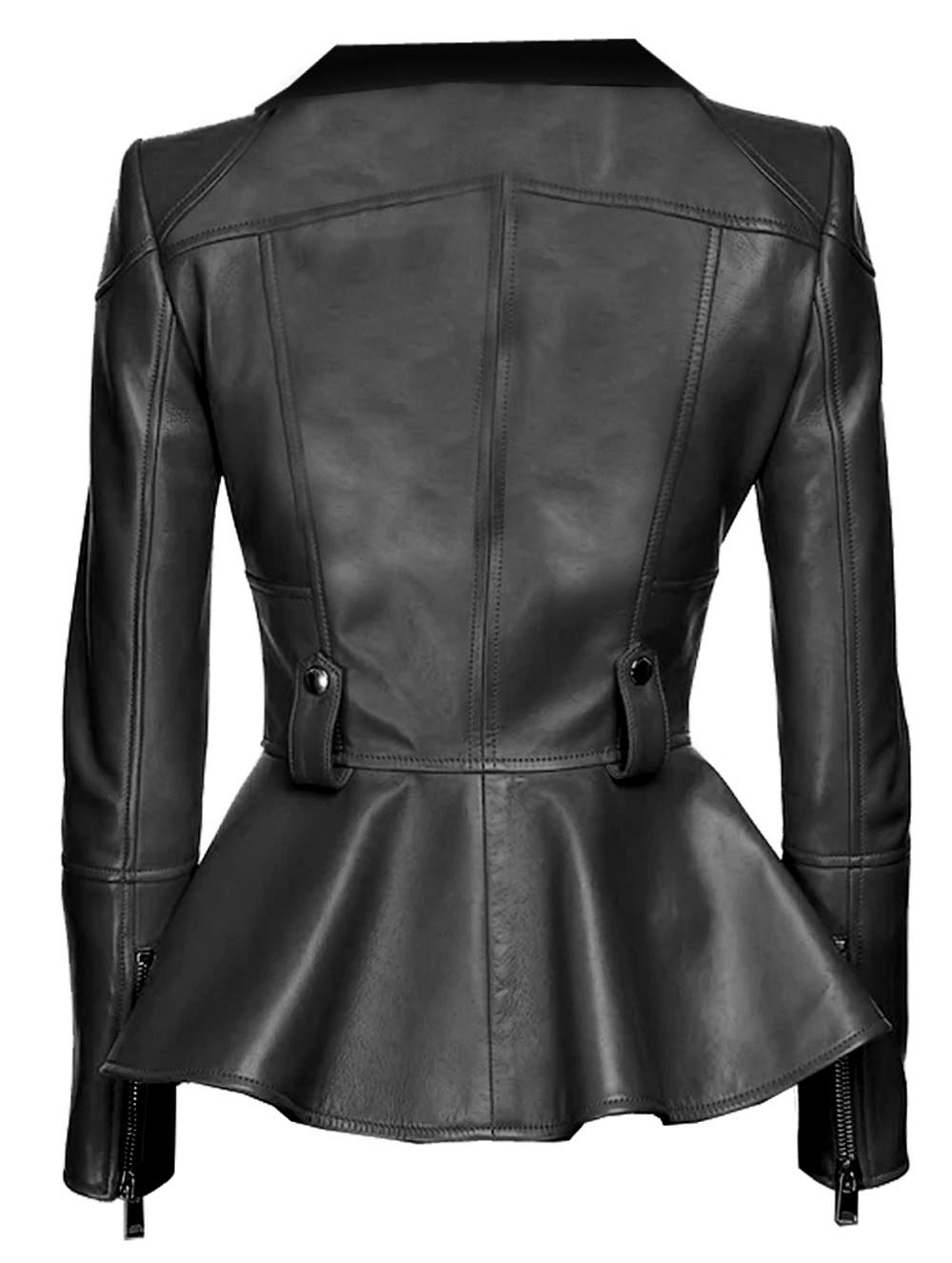 Medusa Black Peplum Genuine Leather Jacket for Women - Fashionable Designer Missy & Plus Size Jacket - Perfect for Night Out, Date Night and Casual Wear