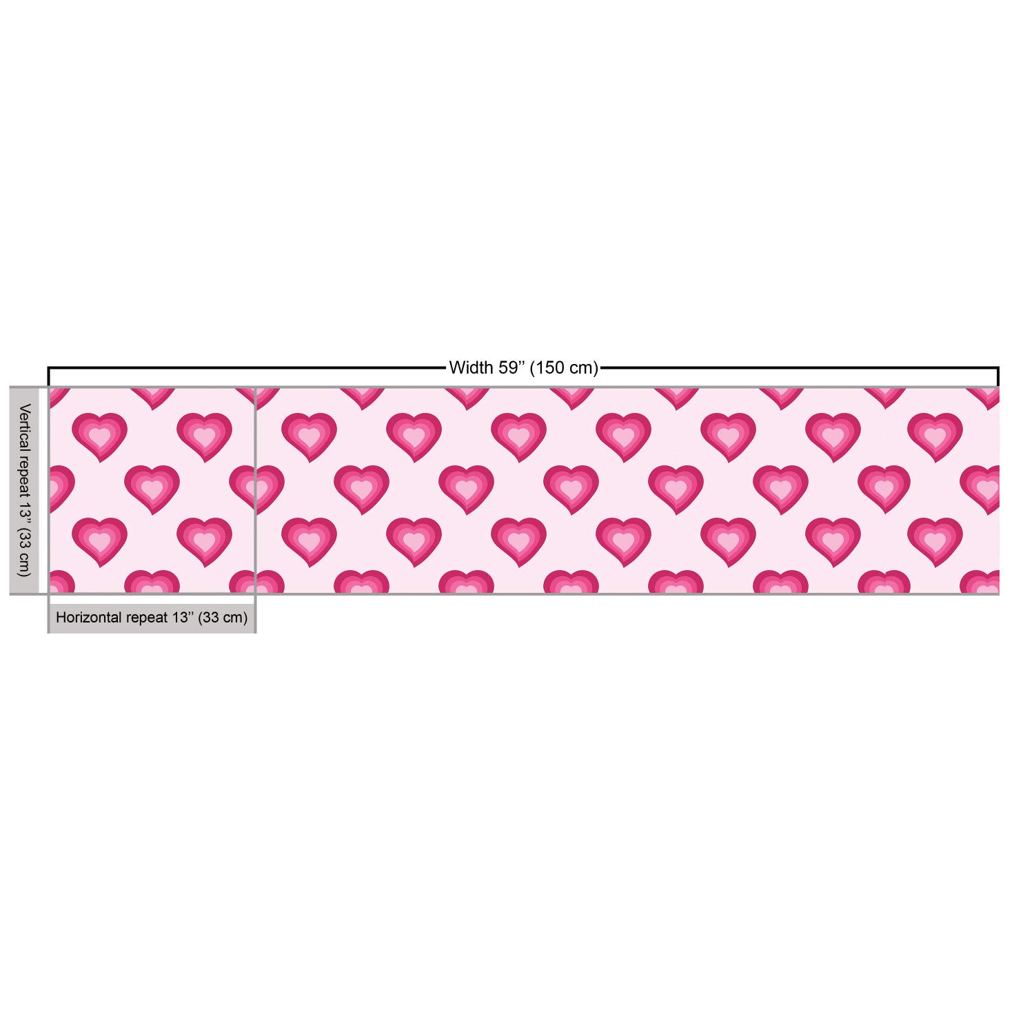 Ambesonne Ombre Heart Cartoon Fabric - 10 Yards Pale Pink Magenta Decorative Material for Upholstery, DIY Home Decor, Curtains & Craft Projects | Romantic Love Themed Textile for Bedding, Pillows & Wall Hangings