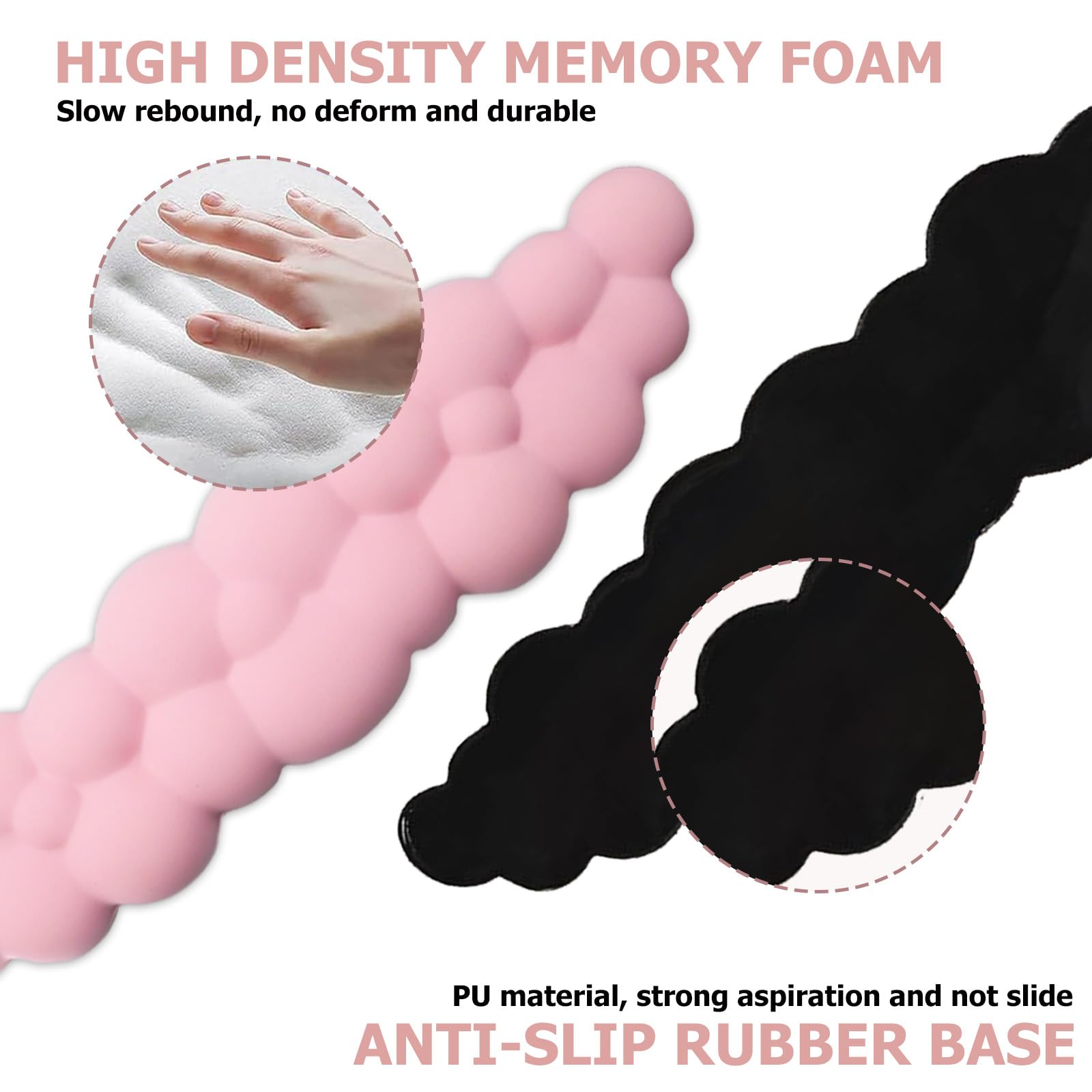Ergonomic Keyboard Wrist Rest - PU Leather Memory Foam Cloud Wrist Pad for Pain Relief, Gaming, Office, Laptop, and Typing - Pastel Pink for Enhanced Comfort and Productivity