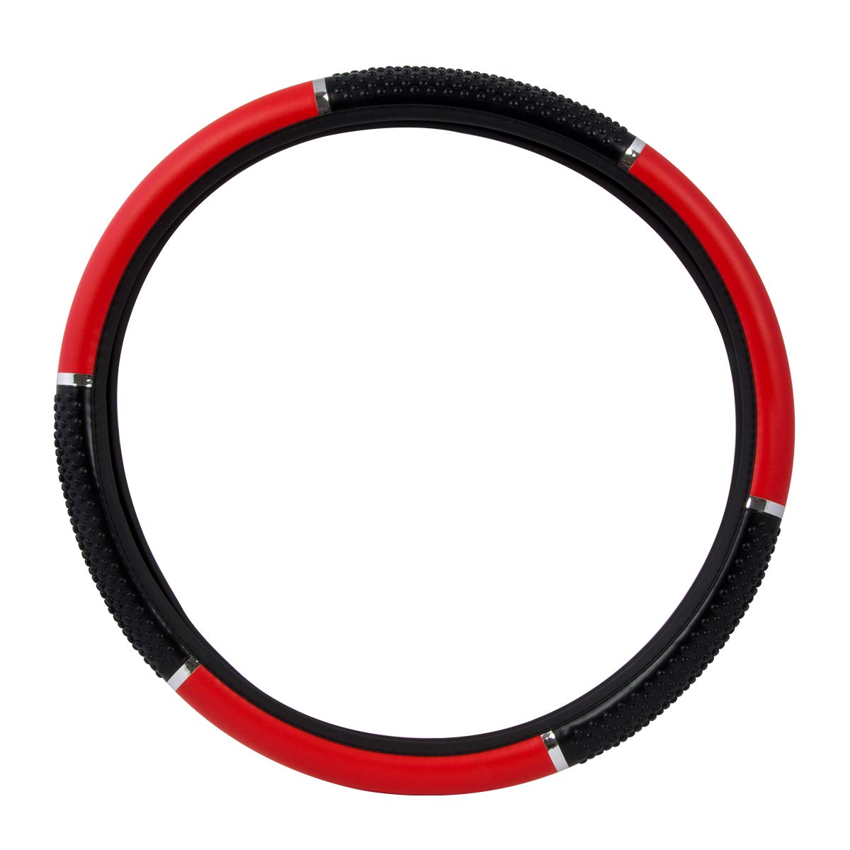 GG Grand General 54046 18 Inch Red & Black Steering Wheel Cover - Non-Slip Grip, Universal Fit for Cars, Trucks & SUVs - Perfect for Driving Comfort & Style Enhancement