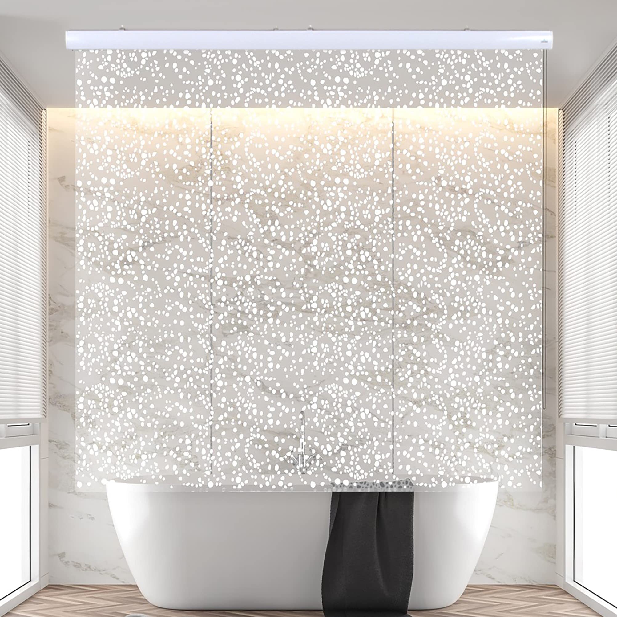 Waterproof Rollup Shower Curtain - 100% PEVA Heavy Duty Bathroom Shade - No Rods/Hooks/Rings Needed (56x95 Inches, Sparkle) - Perfect for Small Bathrooms & Bathtub Privacy