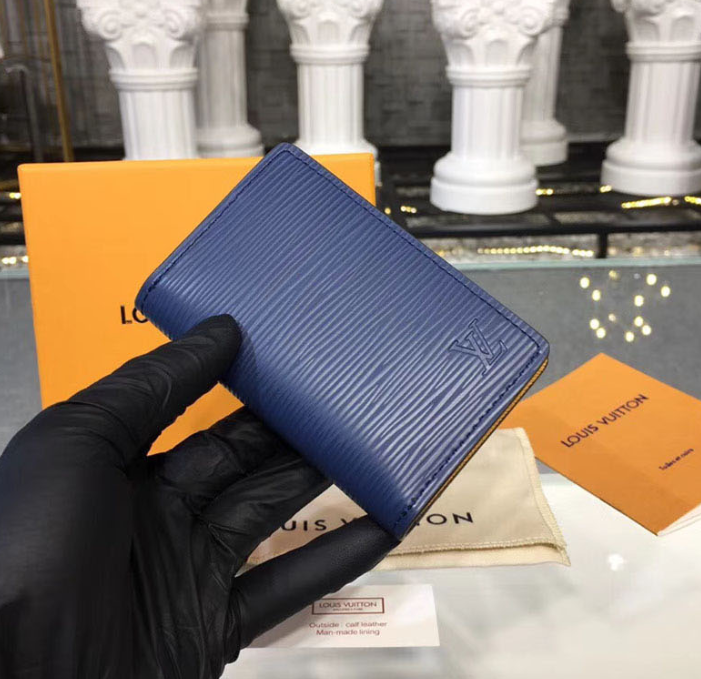 LV Pocket Organizer Wallet for Men | Genuine Epi Leather Credit Card Holder | Slim RFID Blocking Bifold Wallet for Business & Travel