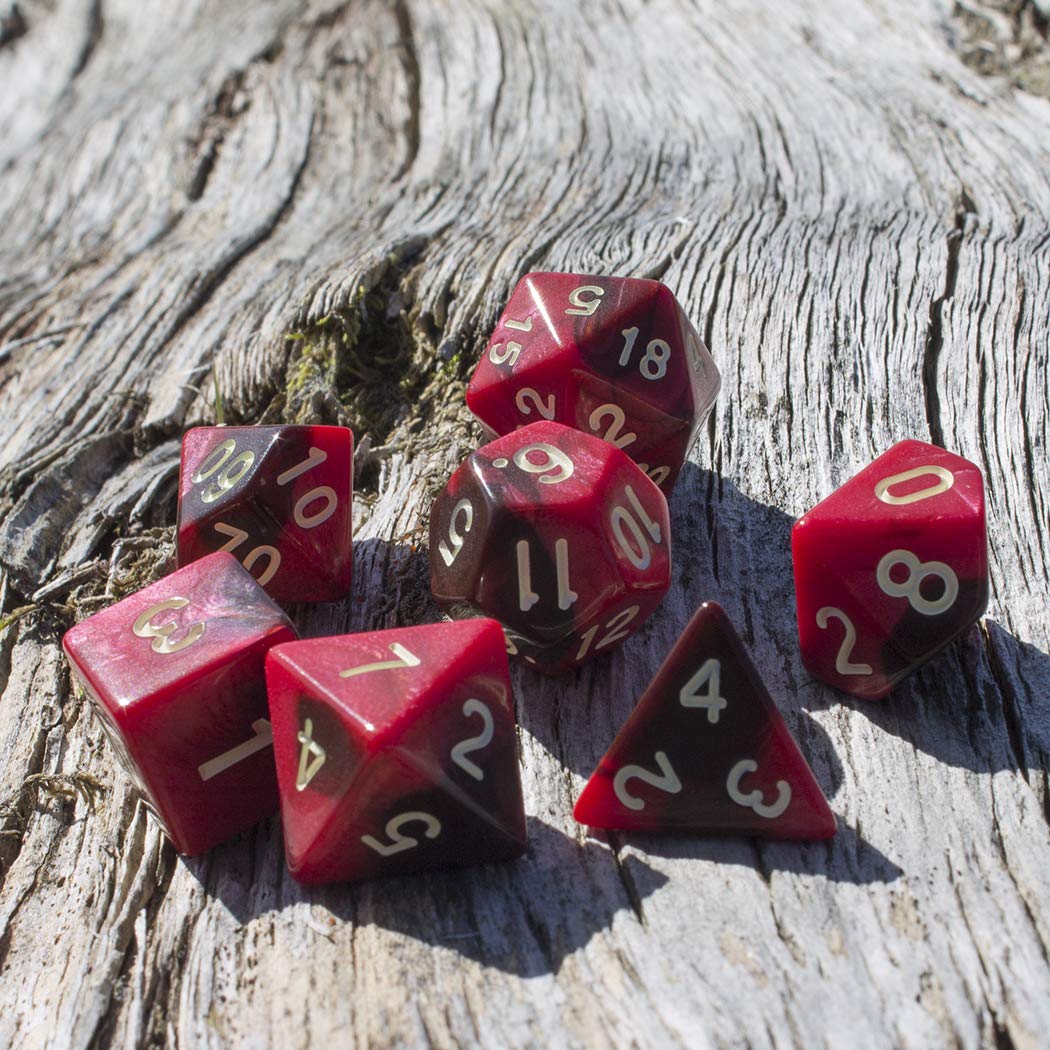 Blood God DND Dice Set - Red & Brown with Extra D20 for RPG Gaming