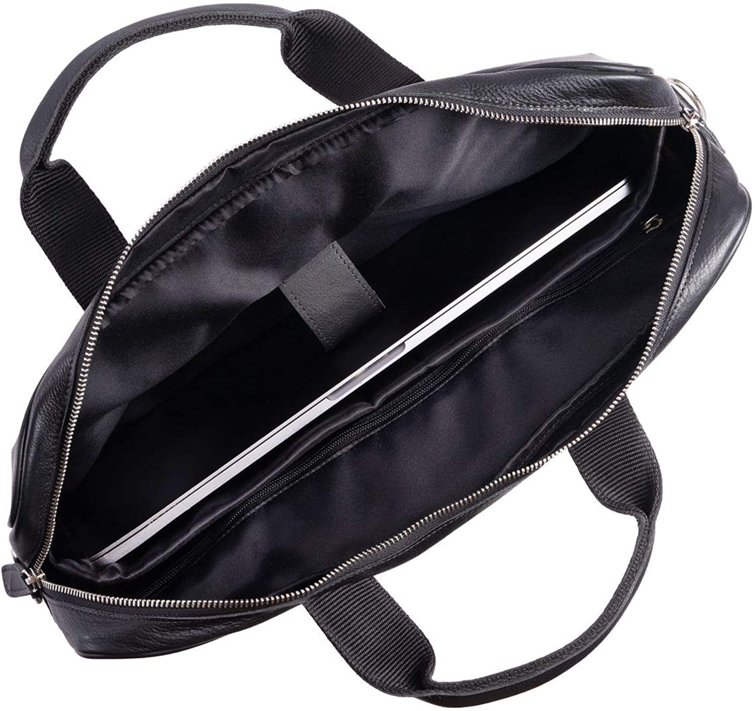 Premium 18 Inch Leather Laptop Briefcase for Men & Women - Stylish Messenger Bag for Office, Business & Travel - Durable Satchel Work Bag (Black) - Perfect for Professionals, Commuters & Business Trips