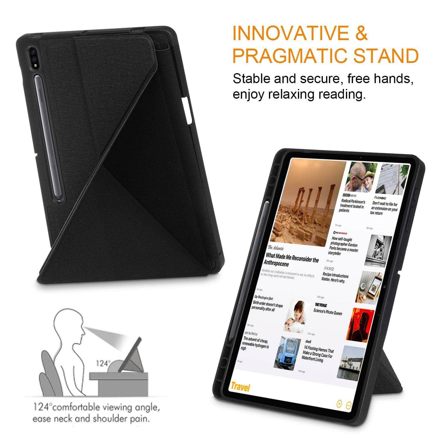 Samsung Galaxy Tab S8 Ultra Smart Tri-Fold Magnetic Stand - Adjustable Tablet Holder for Work, Study & Entertainment