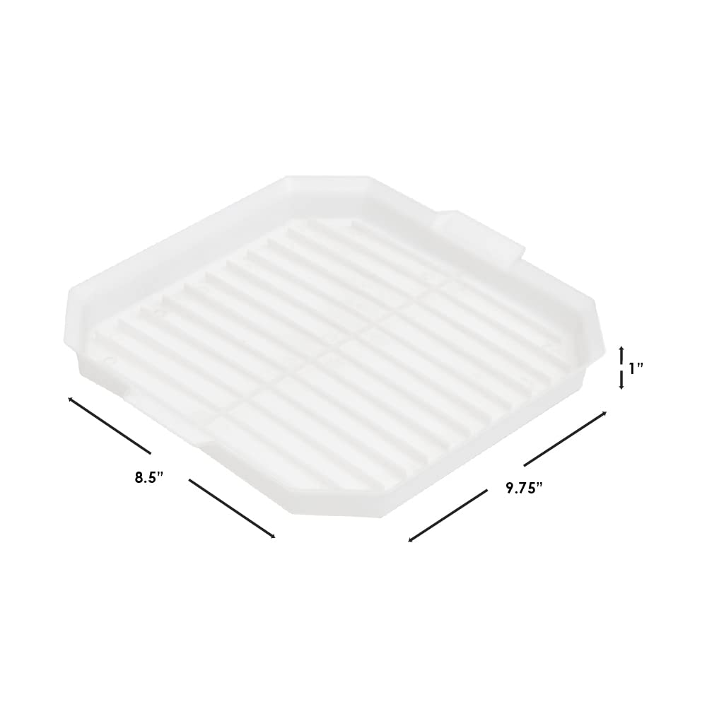 Home Basics White Plastic Microwave Cooking Tray with Ridged Grease Grooves - Perfect for Bacon, Sausage & Reheating Food | Durable Lightweight Design with Raised Lip to Prevent Spills | Ideal for Microwave Cooking, Meal Prep & Quick Cleanup