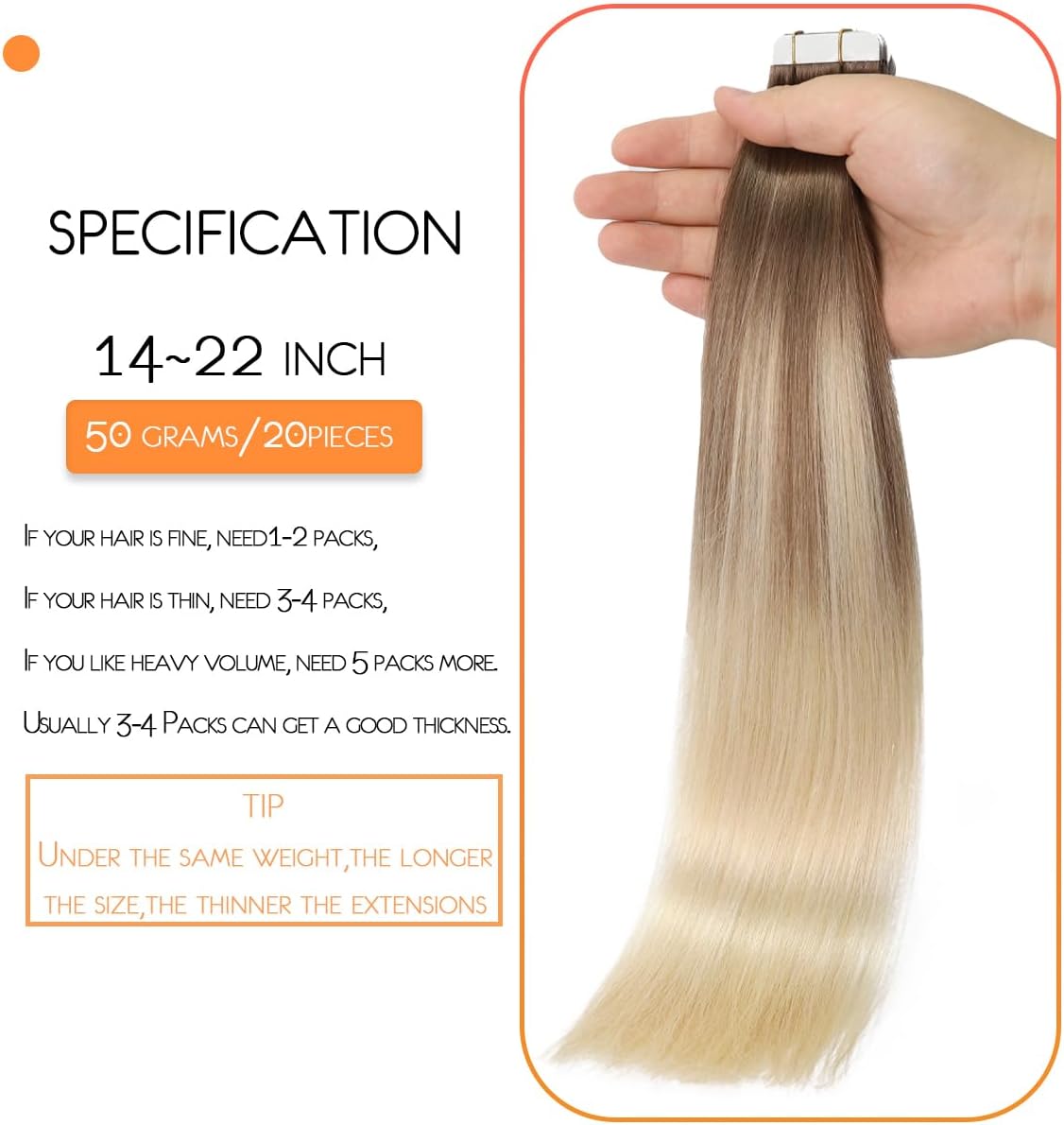 Seamless Skin Weft Tape for Human Hair Extensions - Invisible Hair Integration for Natural Look | Perfect for Daily Wear, Special Occasions & Styling