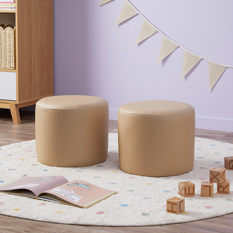Mini Moo Stool Set of 2 - Modern Beige Kids Step Stool for Bathroom, Kitchen & Playroom - Non-Slip Toddler Step Stool for Boys & Girls