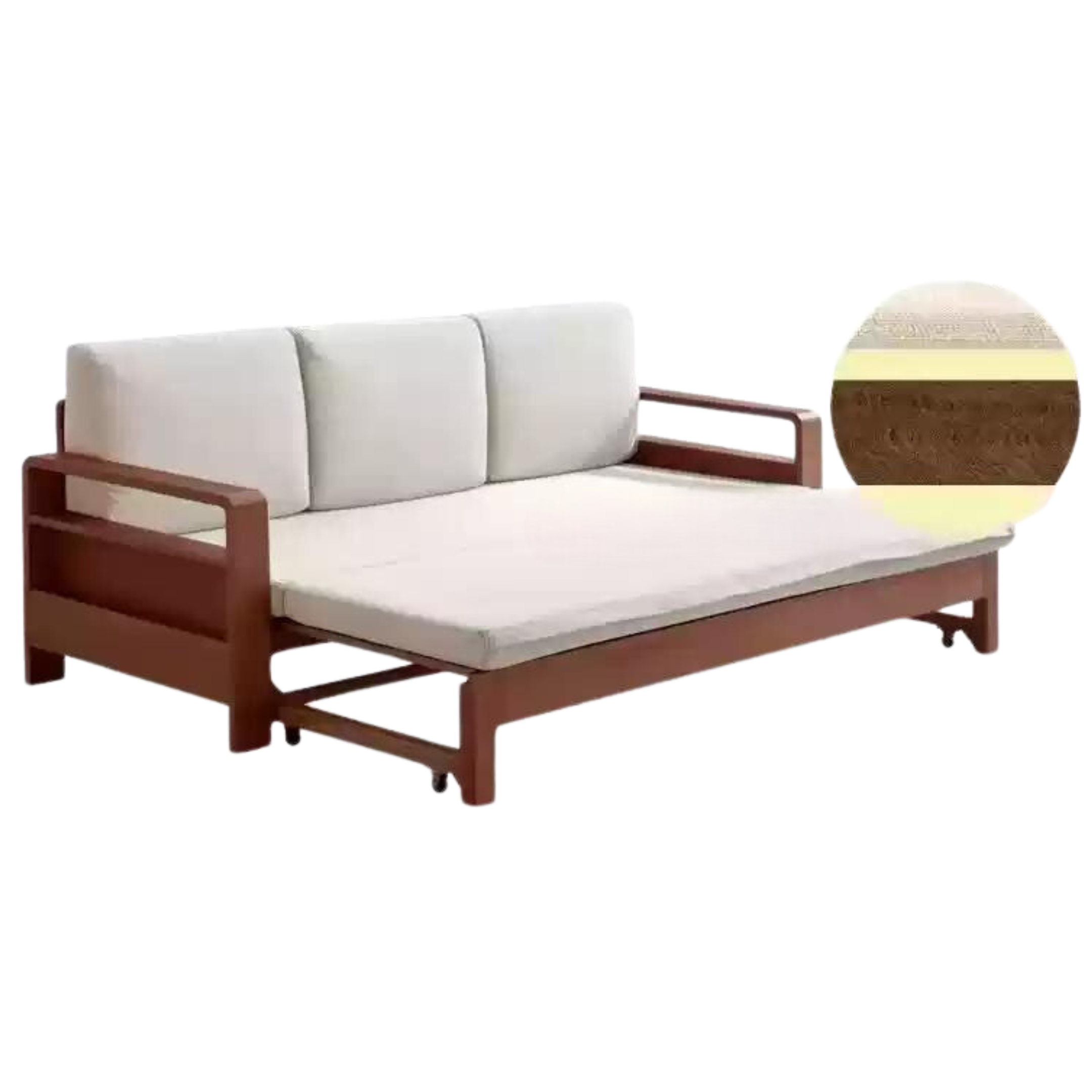 Oak & Beech Folding Multi-Functional Storage Sofa Bed - Convertible Guest Bed with Hidden Storage for Small Spaces, Living Rooms & Apartments