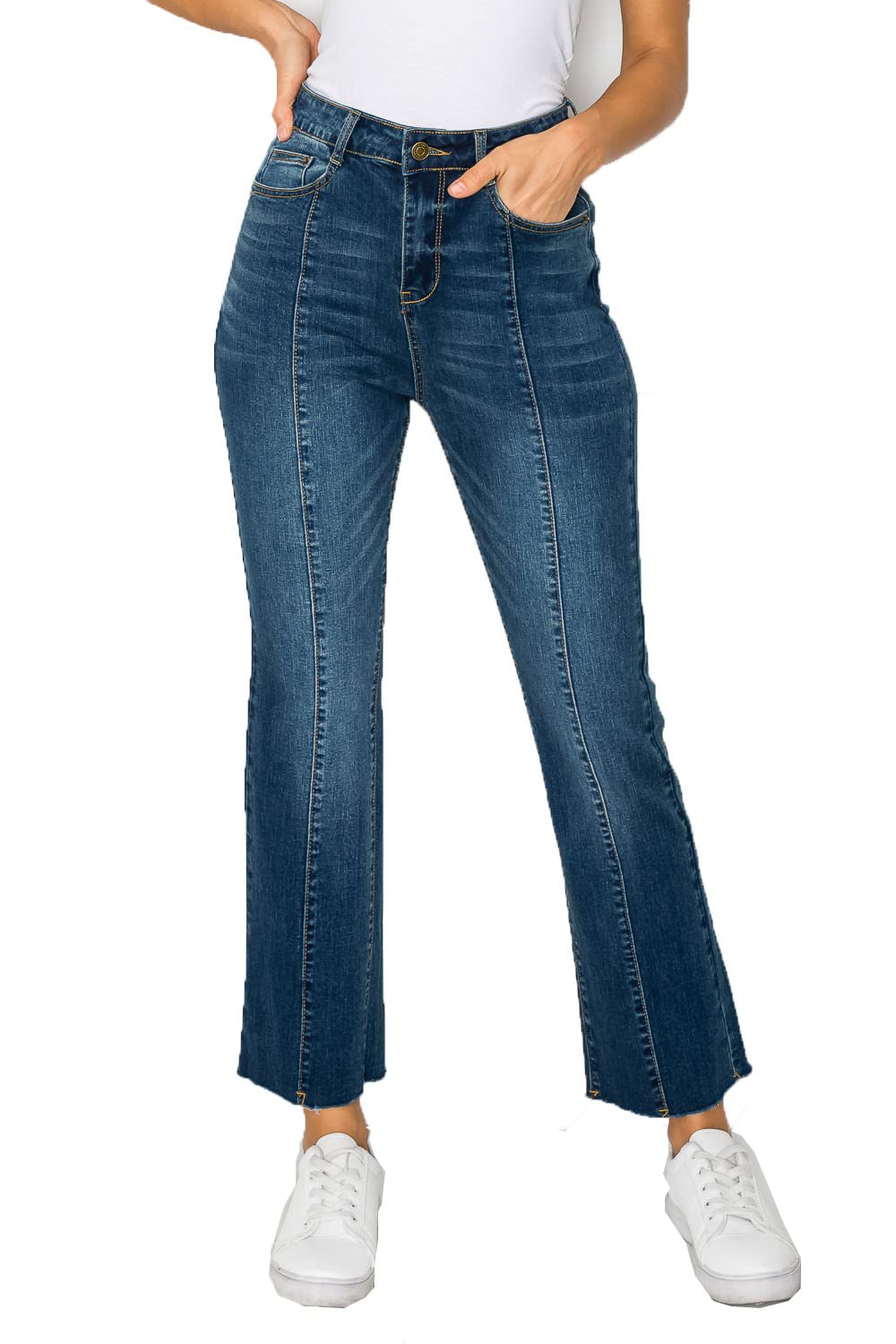 ZAMONG Women's High Waist Stretch Wide Leg Crop Jeans - Comfortable & Trendy for Casual Outfits, Workwear, and Weekend Style