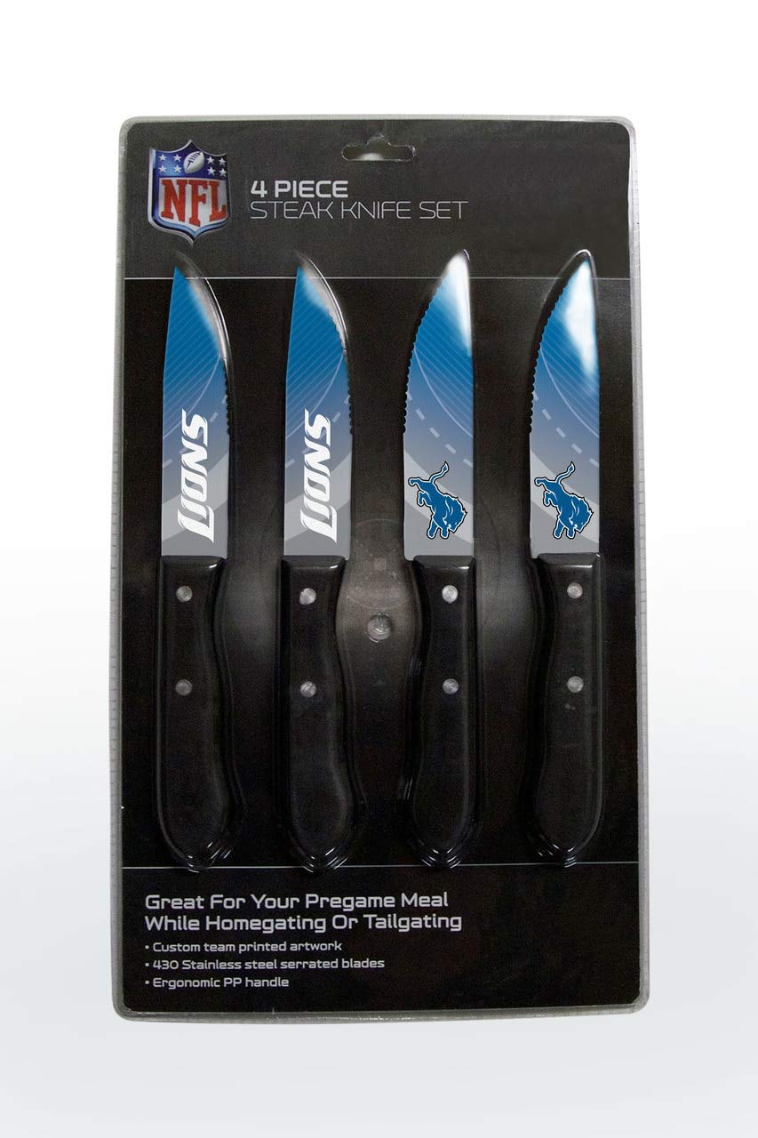 Premium NFL Themed Unisex Steak Knife Set - 4-Piece Stainless Steel Steak Knives with Team Logo - Perfect for Game Day BBQs, Tailgating & Sports Fan Gifts