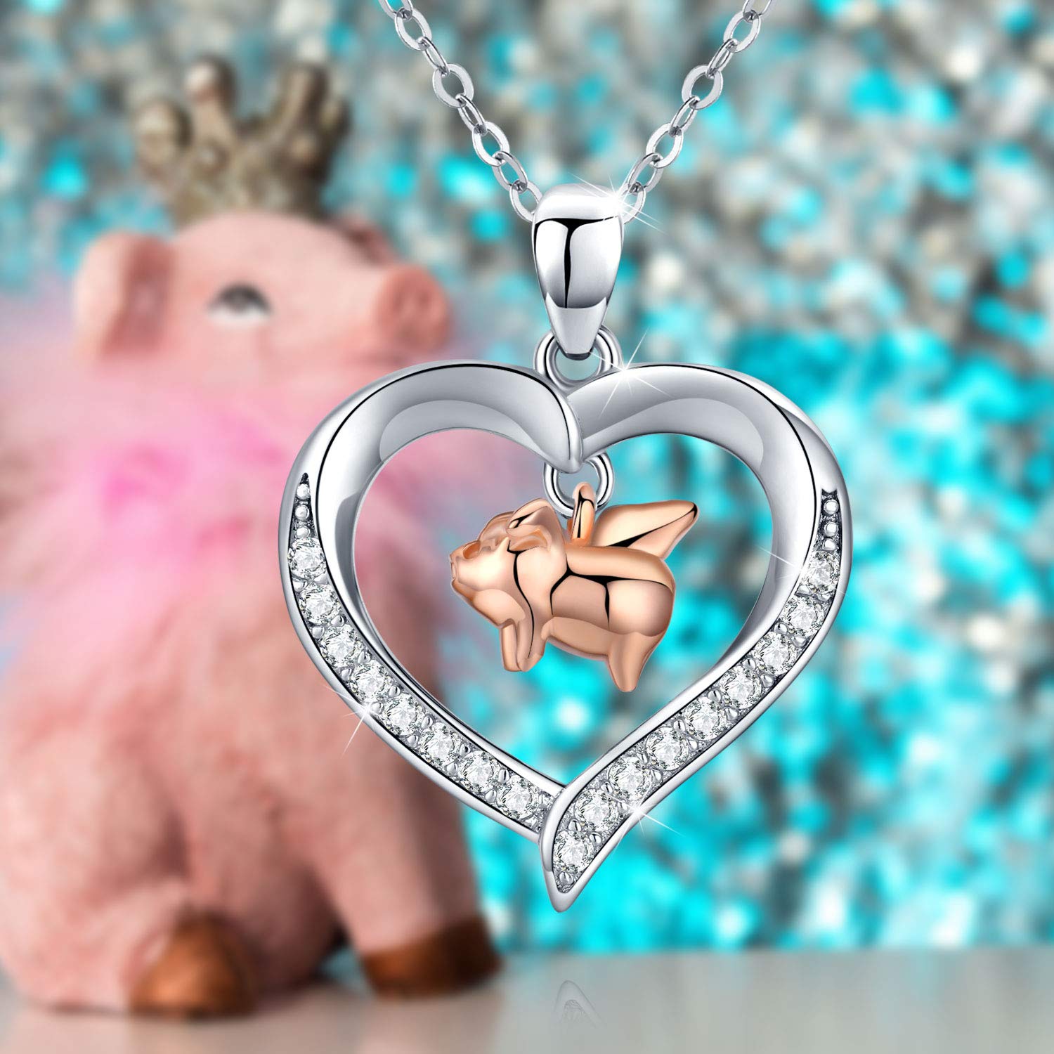 Cute Animal Necklace S925 Sterling Silver - Forever Love Heart Pendant Jewelry for Women, Mom, Birthday & Mother's Day Gifts | Perfect for Everyday Wear, Special Occasions & Gift Giving