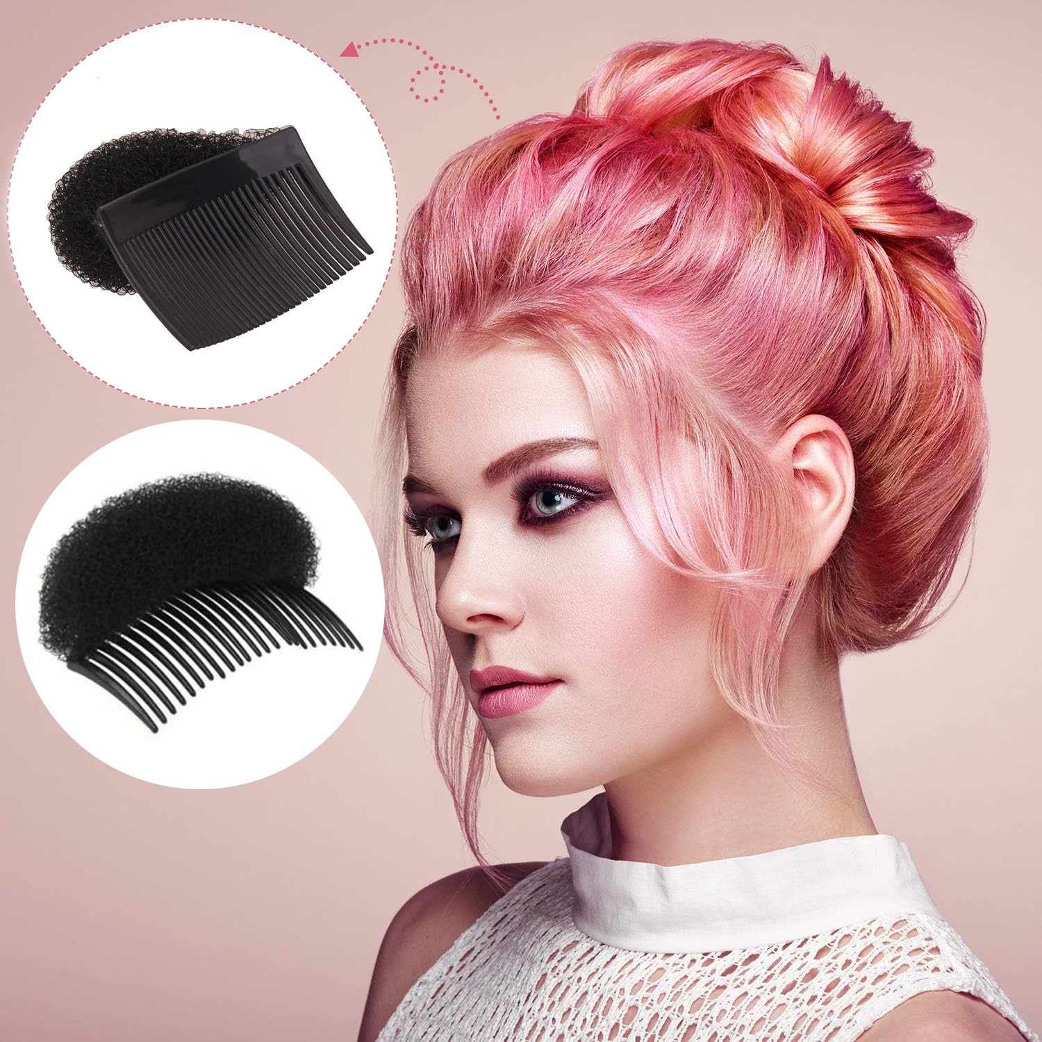2-Pack Invisible Hair Volume Sponge - Fluffy Bump Up Foam Pads for Thicker Looking Hair | Hair Styling Tools for Women | Perfect for Parties, Weddings & Everyday Volume Boost