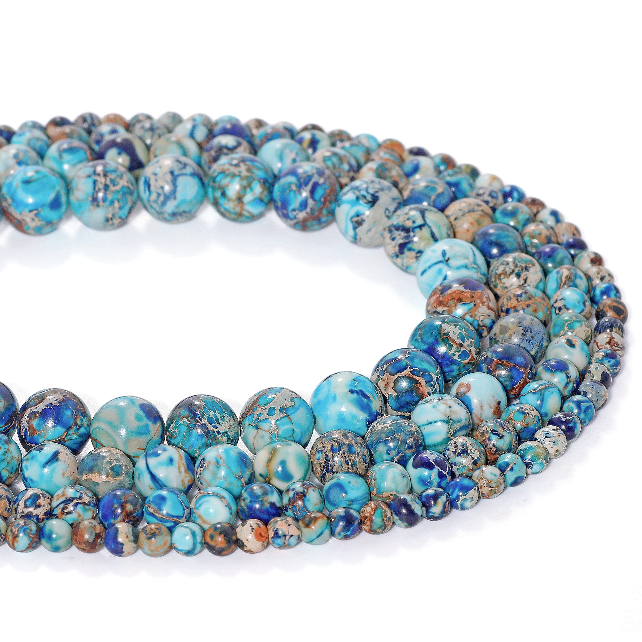 6mm Natural Emperor Jasper Loose Beads - Round Stone Beads for Jewelry Making, DIY Bracelets & Necklaces - Blue Color (ZS-1215) | Perfect for Handmade Crafts, Boho Jewelry & Gift Making