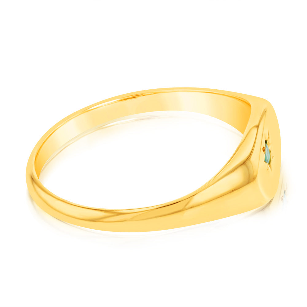 9ct Yellow Gold 1.75mm Natural Emerald Ring for Women - Elegant Birthstone Jewelry Gift for Mother's Day, Anniversary & Special Occasions