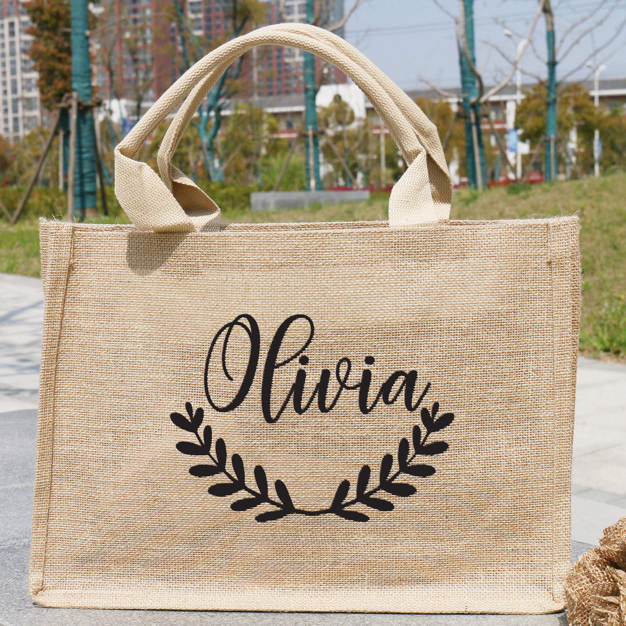 Personalized Burlap Wedding Welcome Tote Bags - Custom Name Monogram Bridesmaid Gifts for Bachelorette Party & Bridal Shower Favors - Perfect for Wedding Receptions, Guest Welcome Bags & Special Occasion Gifts