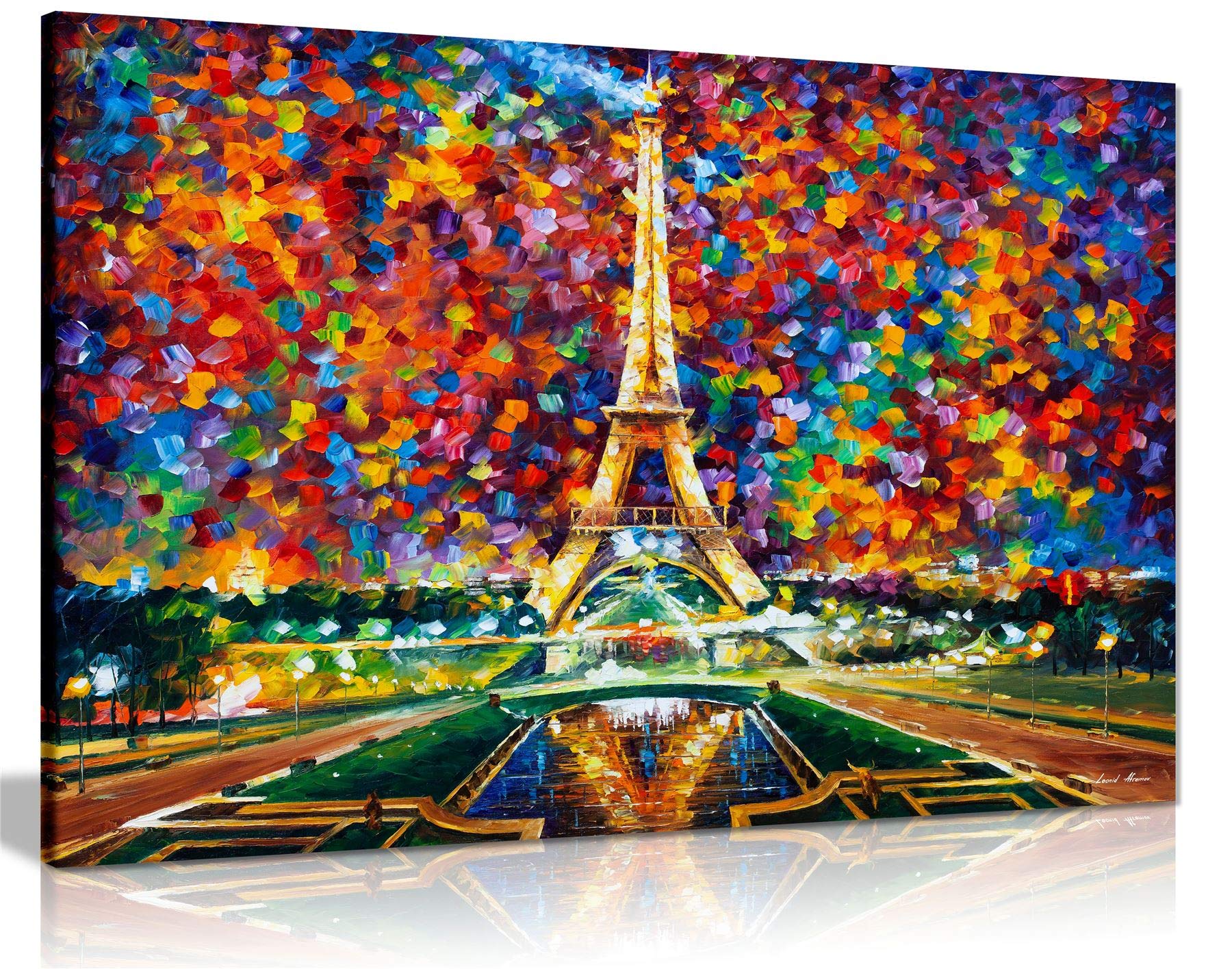 Leonid Afremov 'Paris of My Dreams' Canvas Wall Art Print - 36x24 Inches Modern Oil Painting Reproduction for Living Room, Bedroom & Office Decor