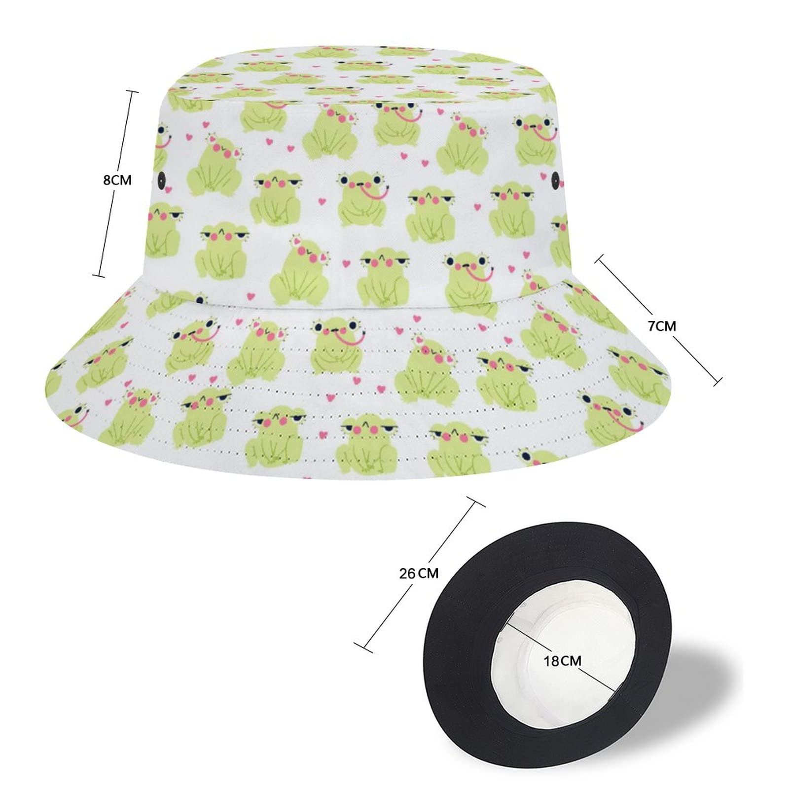 Stylish Unisex Frog White Bucket Hat - Sun Protection Packable Summer Hat for Women, Men & Teens - Perfect for Beach, Fishing, Travel & Outdoor Activities