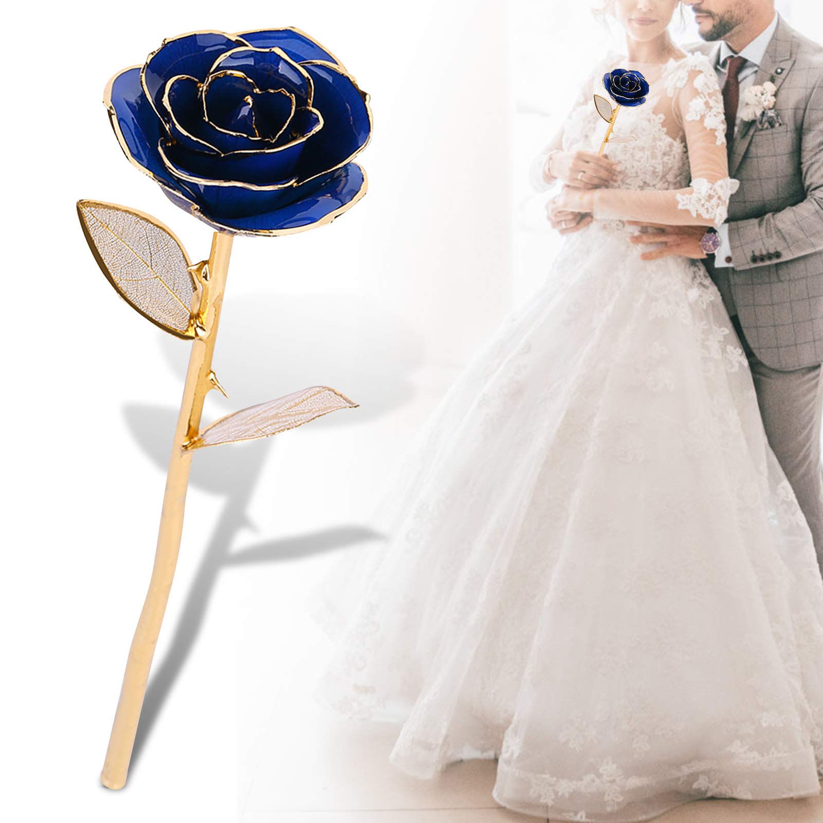 24k Gold Plated Rose Flower - Realistic & Vivid Details, Natural Shape for Lasting Beauty | Perfect for Home Decor, Wedding Gifts, Anniversary Presents & Luxury Collections