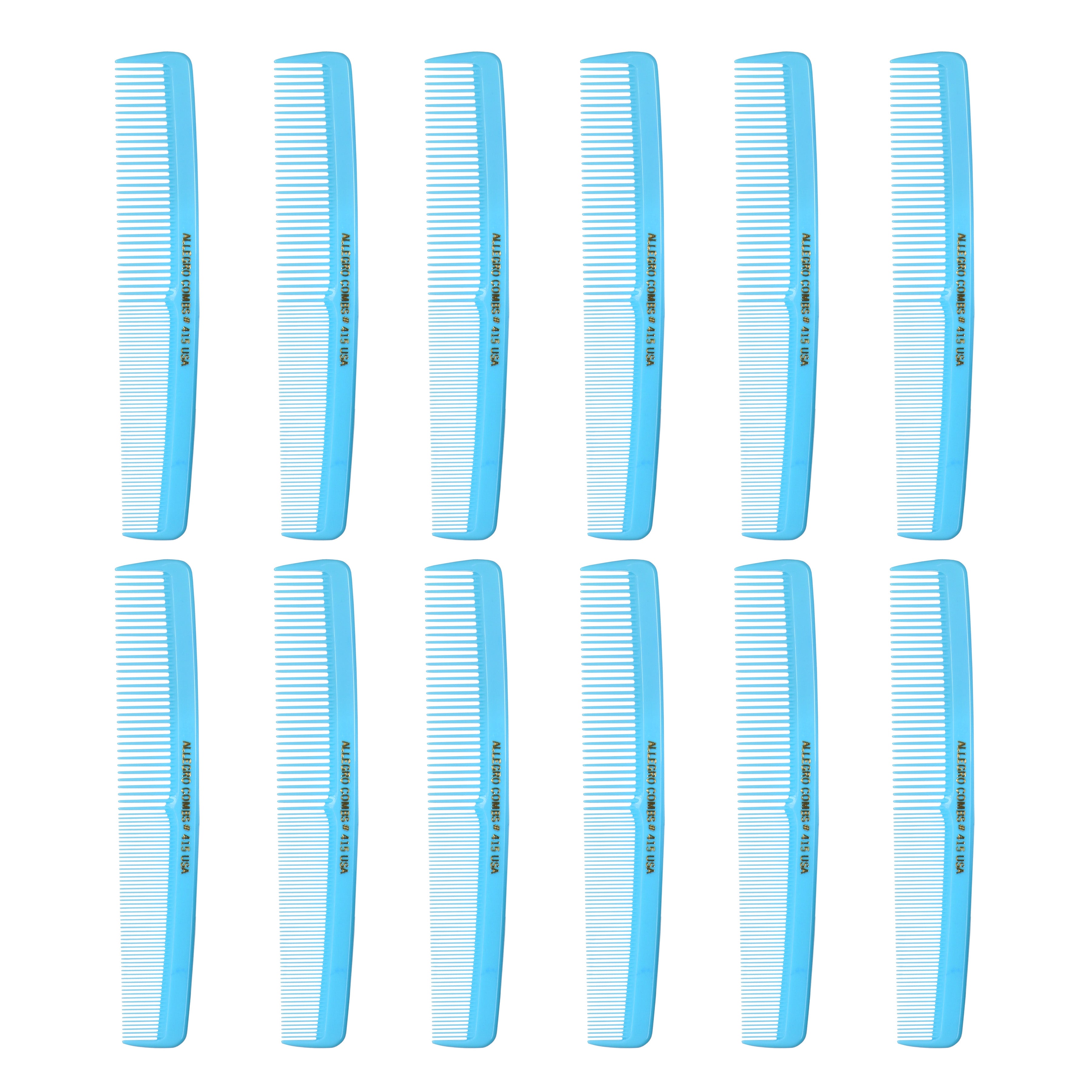 Professional Allegro Combs #415 Barber Cutting & Styling Hair Combs - 12 Pack for Salon, Home Haircuts & Grooming