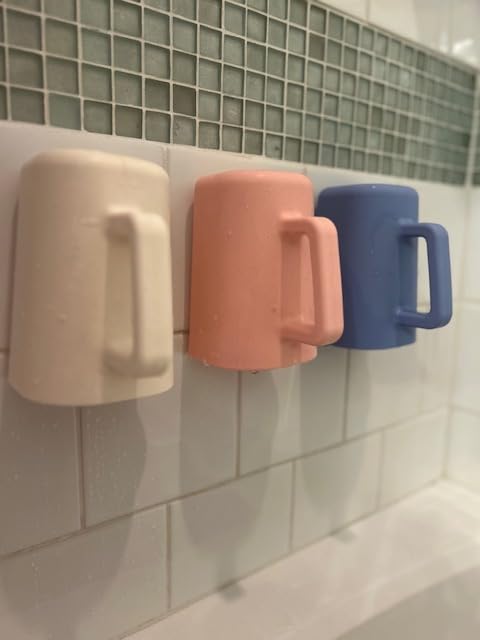 BPA Free Baby Bath Cup with Suction - 100% Food Grade Silicone Rinse Cup for Toddlers | Non-Slip Design Sticks to Tiles | Drain Water Upside Down | Perfect Bath Time Learning Tool for Kids | Keeps Tub Area Clutter-Free | Ideal for Baby Bathing, Hair Washing & Playtime
