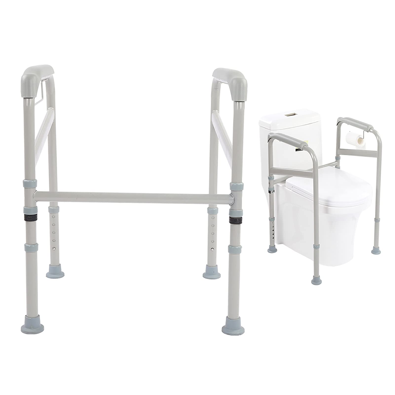 Ejoyous Adjustable Height Toilet Safety Rail (65-86cm) - Non-Slip Bathroom Handrail for Elderly & Disabled - Waterfall Design Armrest for Home Use - Perfect for Bathroom Safety & Mobility Assistance