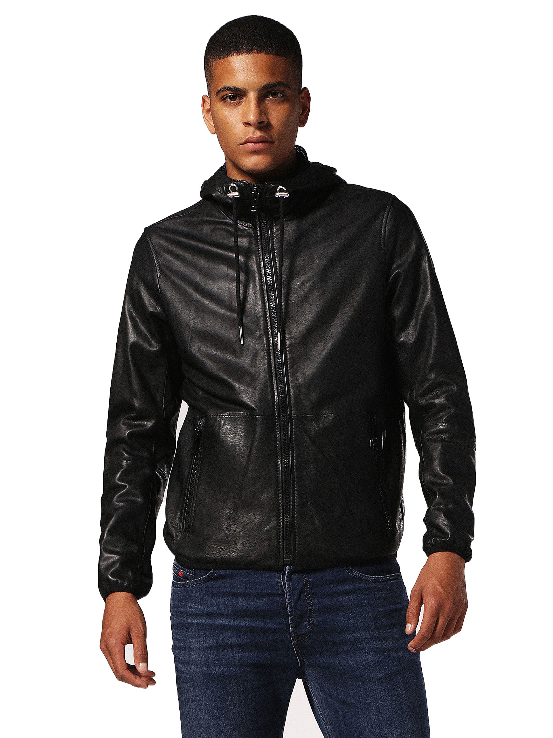 Royal Black Genuine Lambskin Leather Hooded Jacket for Men - Premium Biker Hoodie with Zipper - Perfect for Motorcycle Riding, Casual Outfits & Winter Fashion