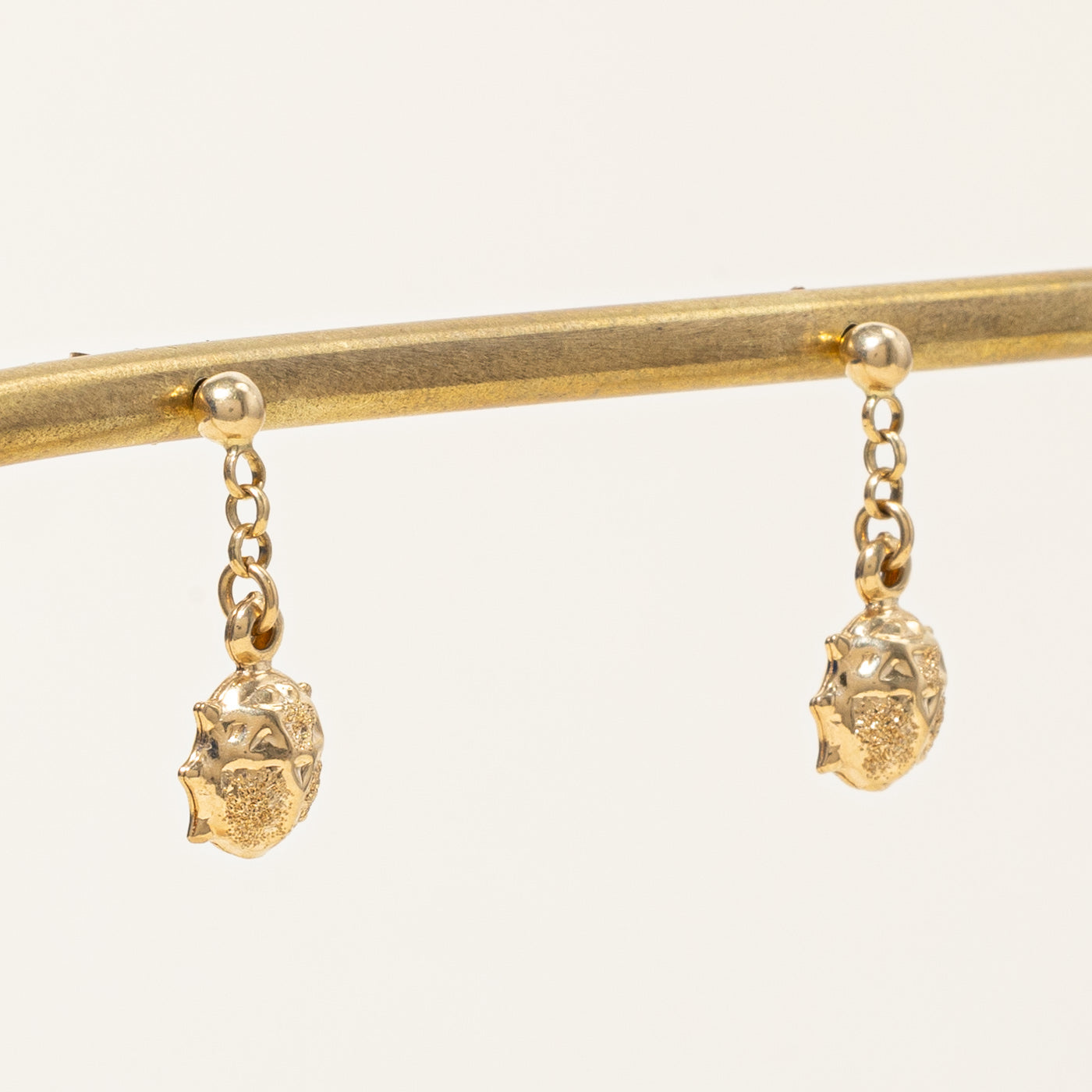 18K Yellow Gold Ladybug Drop Earrings for Women - Elegant Dangle Earrings for Daily Wear, Parties & Gifts
